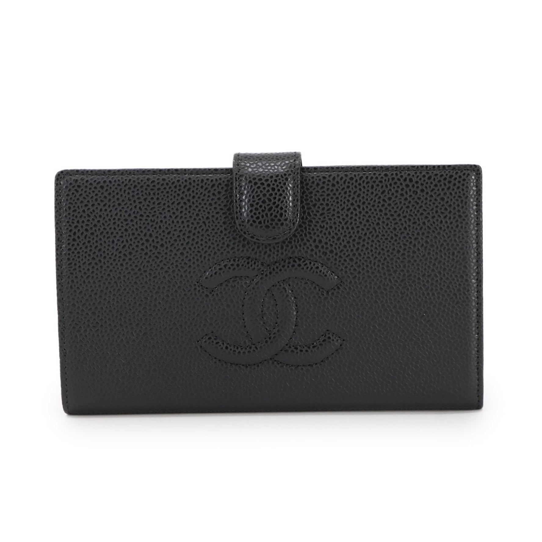 CHANEL Caviar Leather Bifold Long Wallet in with Coco Mark