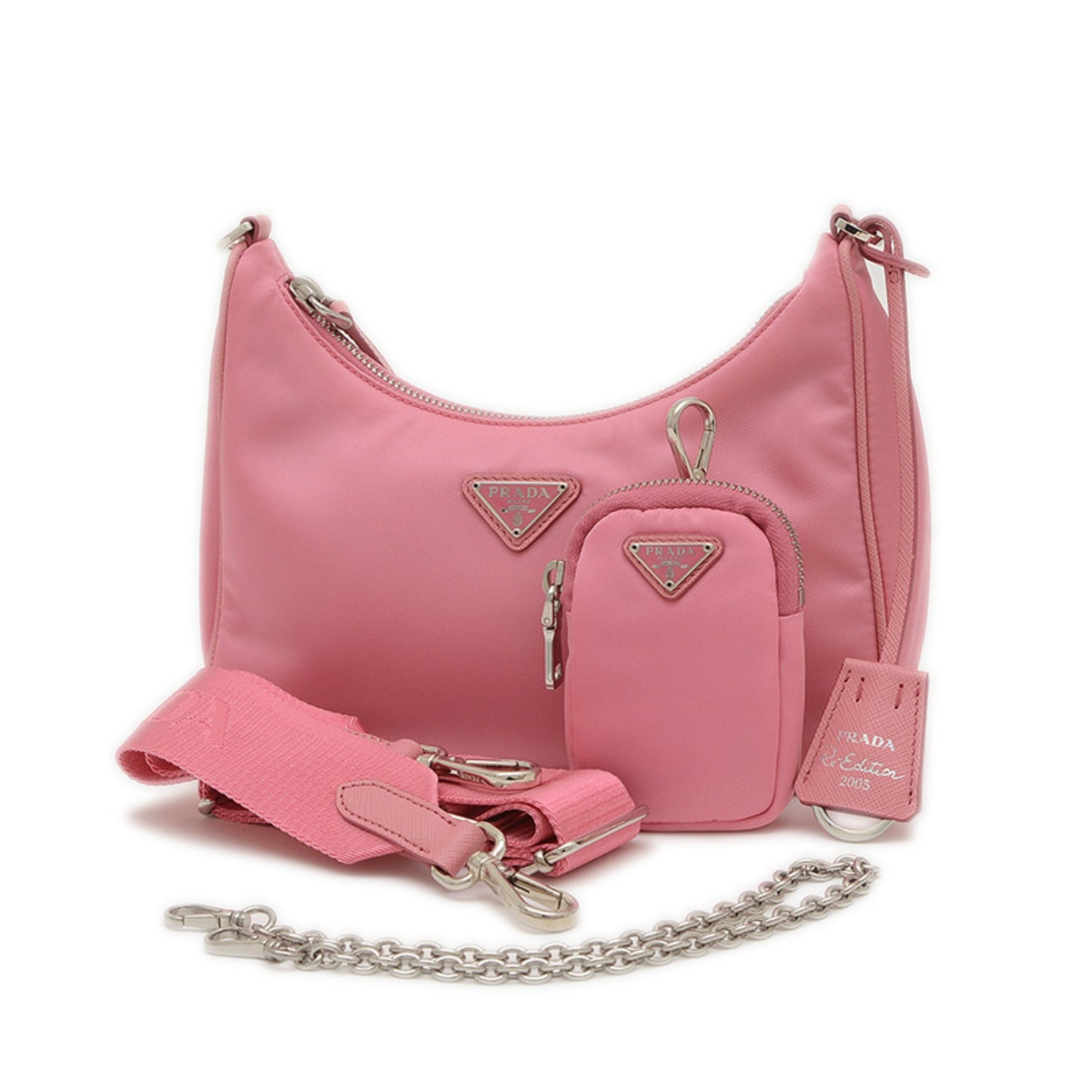 Prada Re-Edition 2WAY Shoulder Bag Nylon Pink with Pouch 1BH204