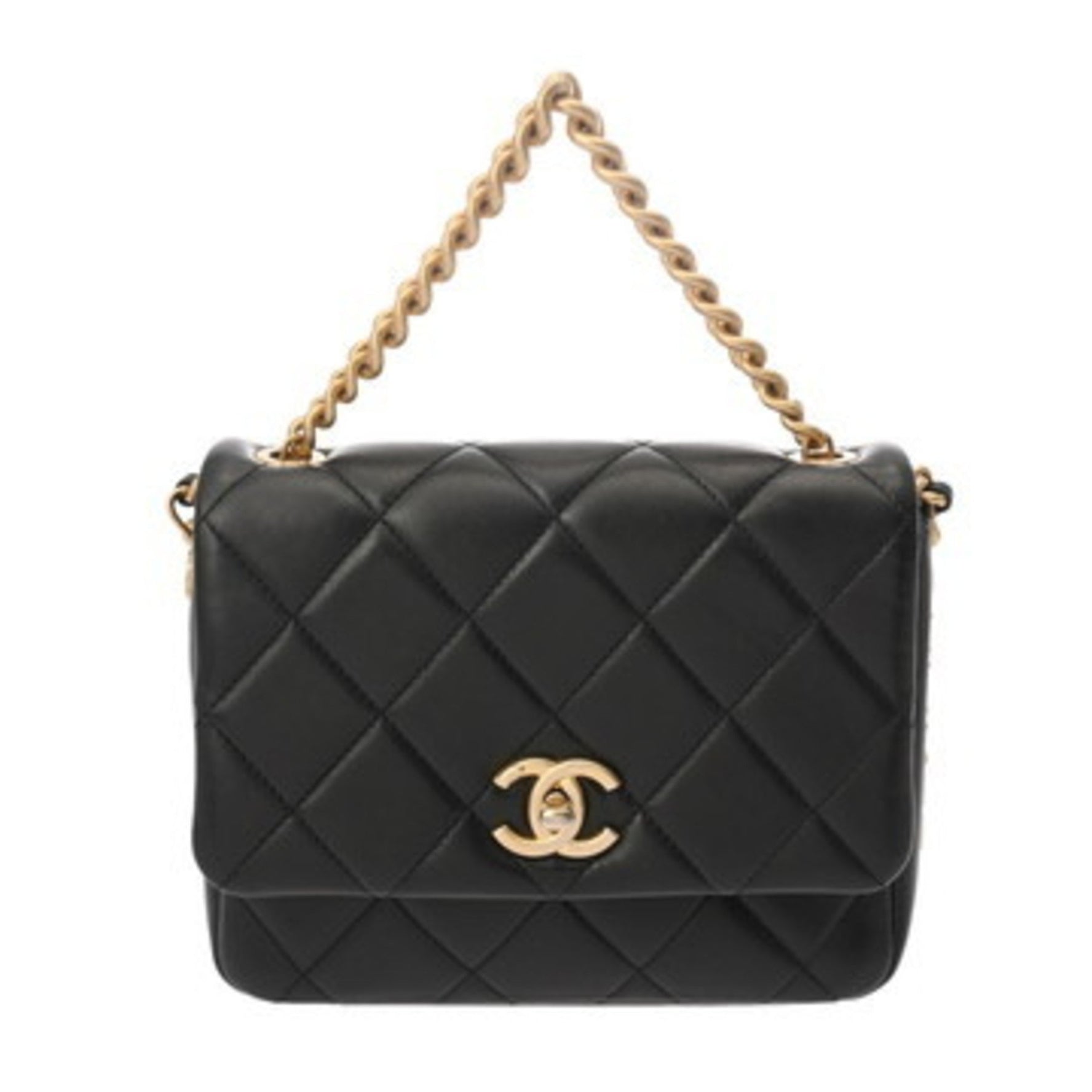 CHANEL Matelasse Mini Chain Shoulder Bag with Side Logo, Lambskin, AB Grade, Pre-Owned, Ginzo