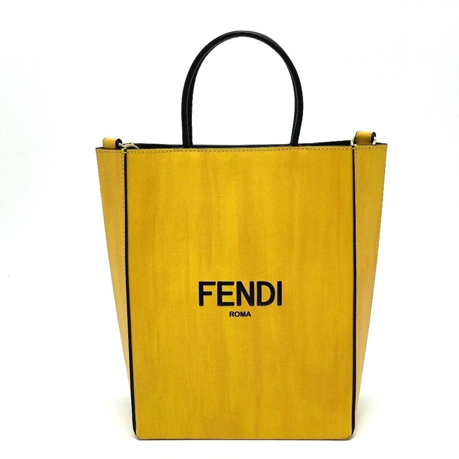 FENDI Logo Small Shopping Bag/Shoulder Bag in Leather/Calf Leather