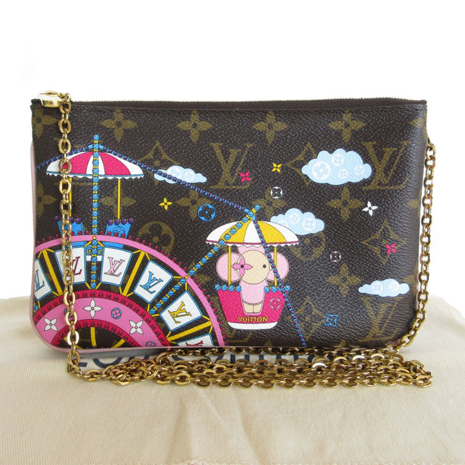 Louis Vuitton Shoulder Bag Monogram Vivienne Pochette Double Zip Canvas Brown Multicolor