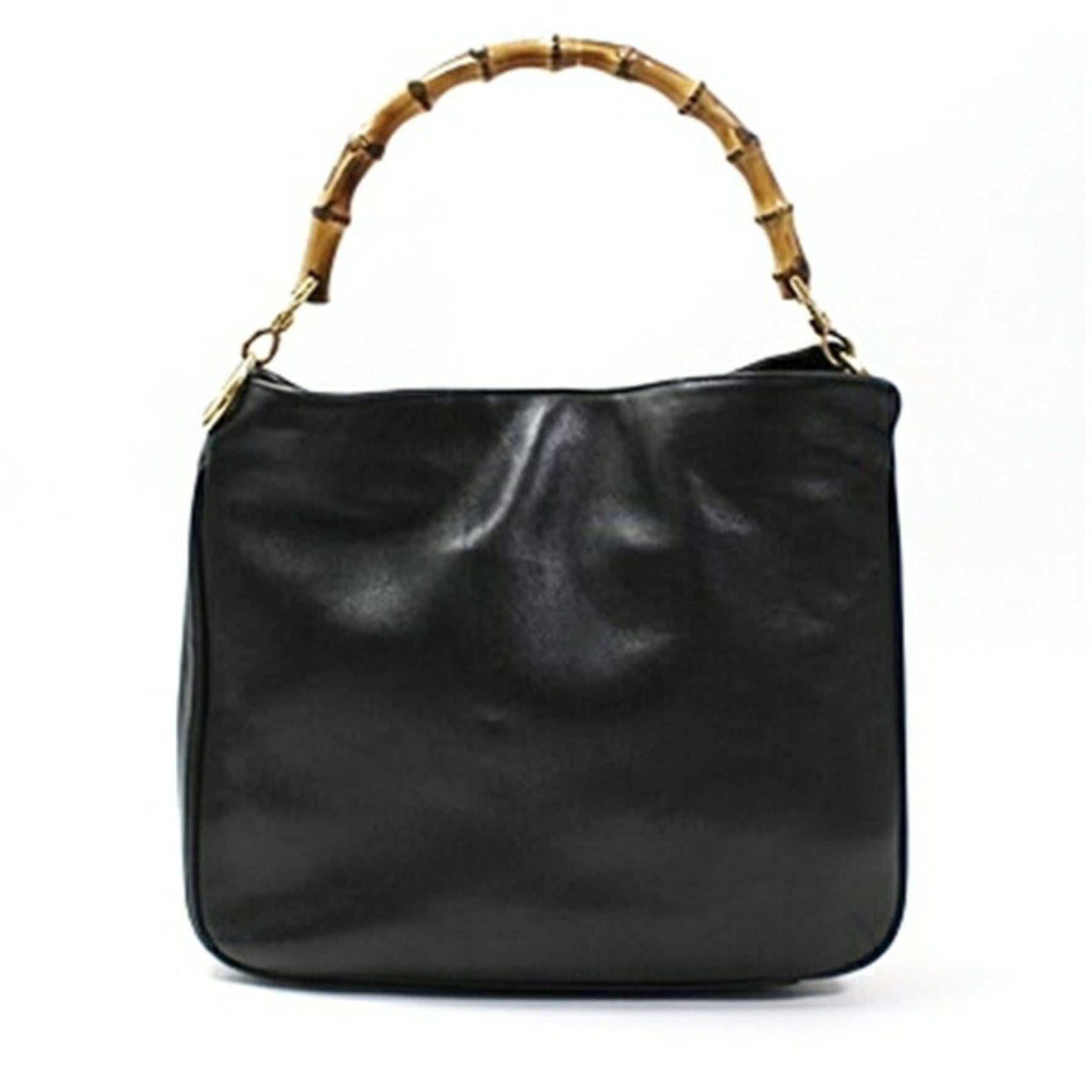 Gucci Bamboo Handbag in Black Leather (No Shoulder Strap)