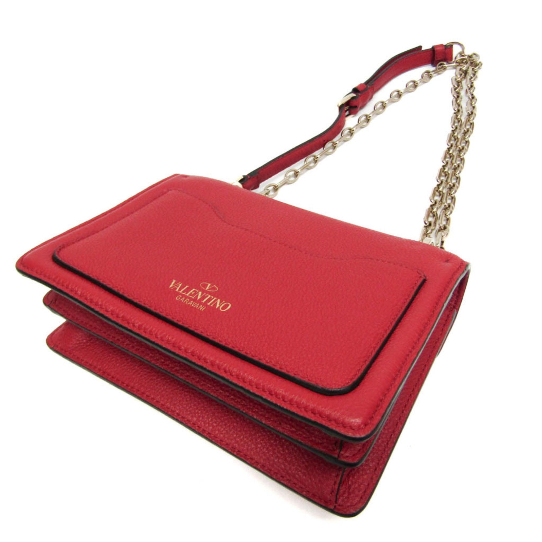 Valentino Garavani VLTN Small Uptown Shoulder Bag Leather Shoulder Bag Red Color