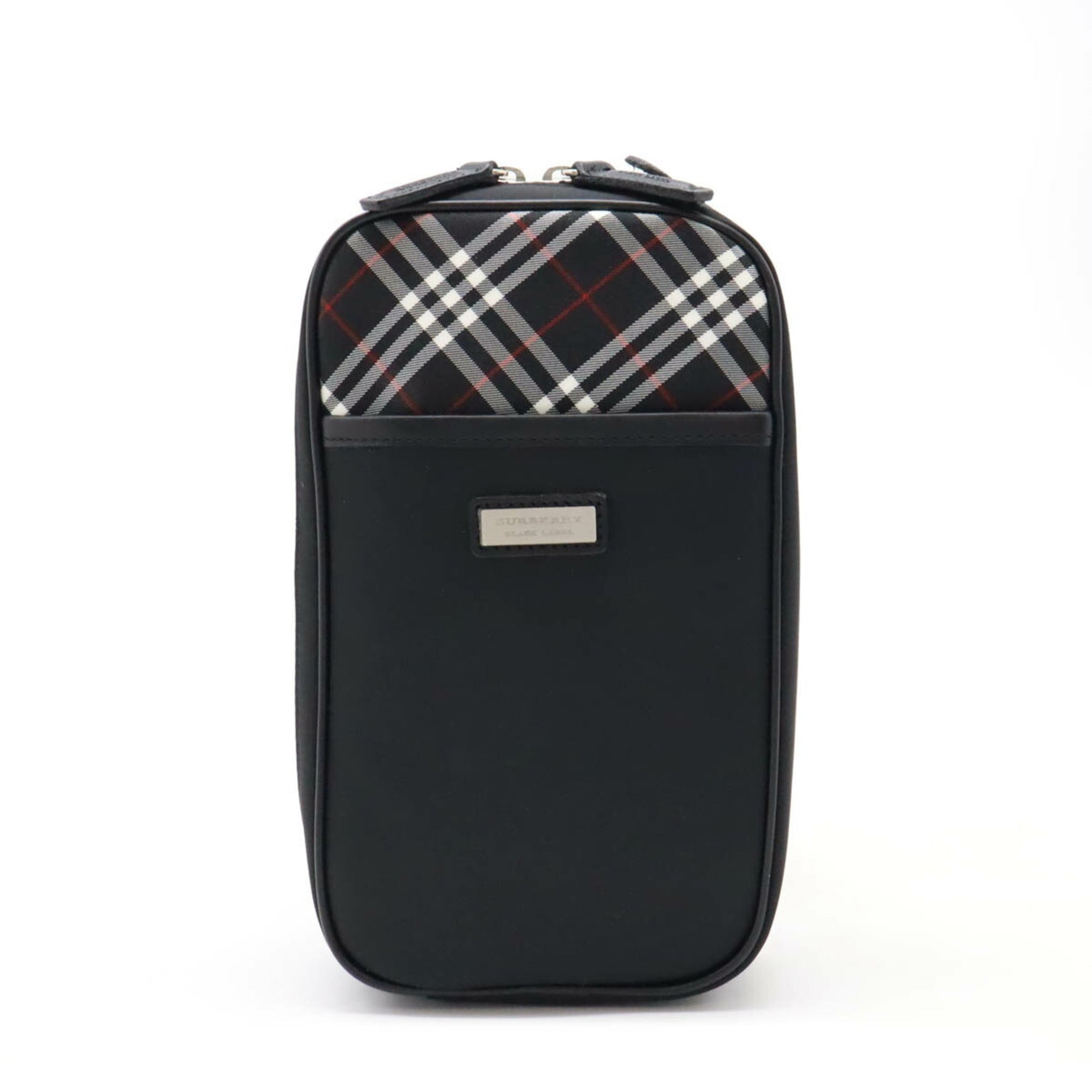 BURBERRY BLACK LABEL Body bag Shoulder Check pattern Nylon canvas Leather Black