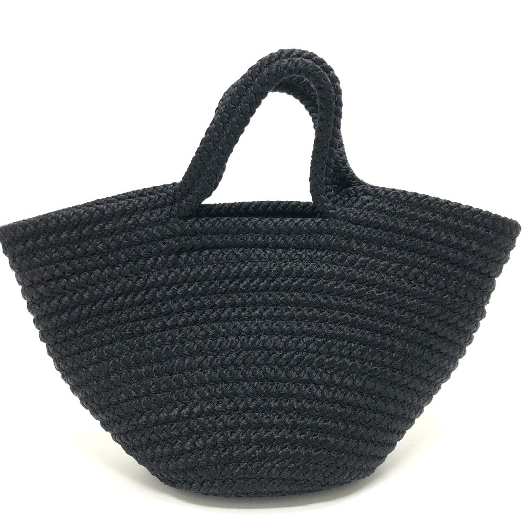 BALENCIAGA Logo Ibiza Basket Bag Small with Strap Black Cord Tote Summer Handbag Nylon Lambskin Women's