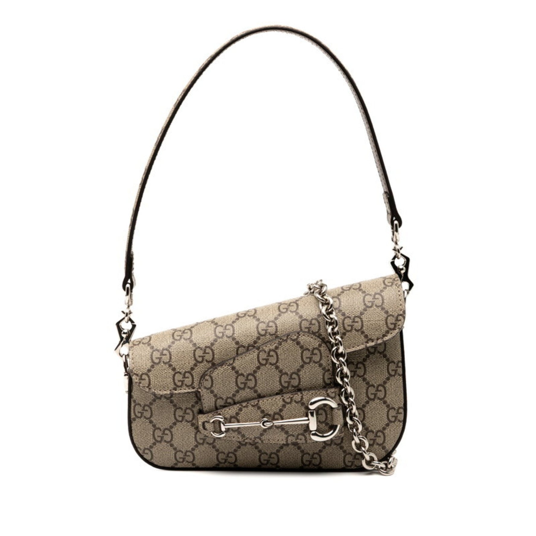 Gucci GG Supreme Horsebit 1955 Handbag/One-Shoulder Bag, Beige/Brown