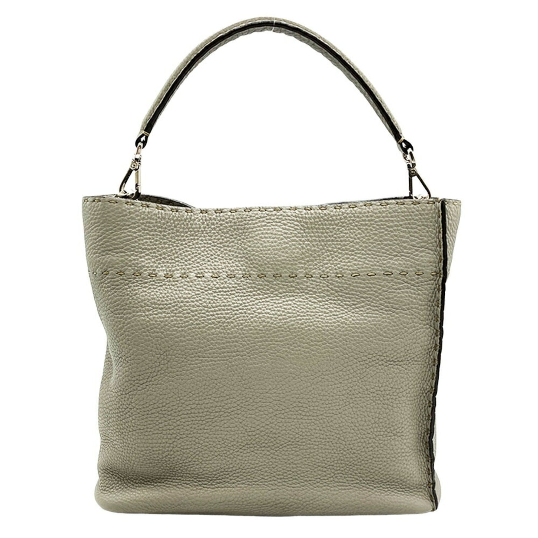 FENDI Selleria Anna Small Shoulder Bag Leather Grey