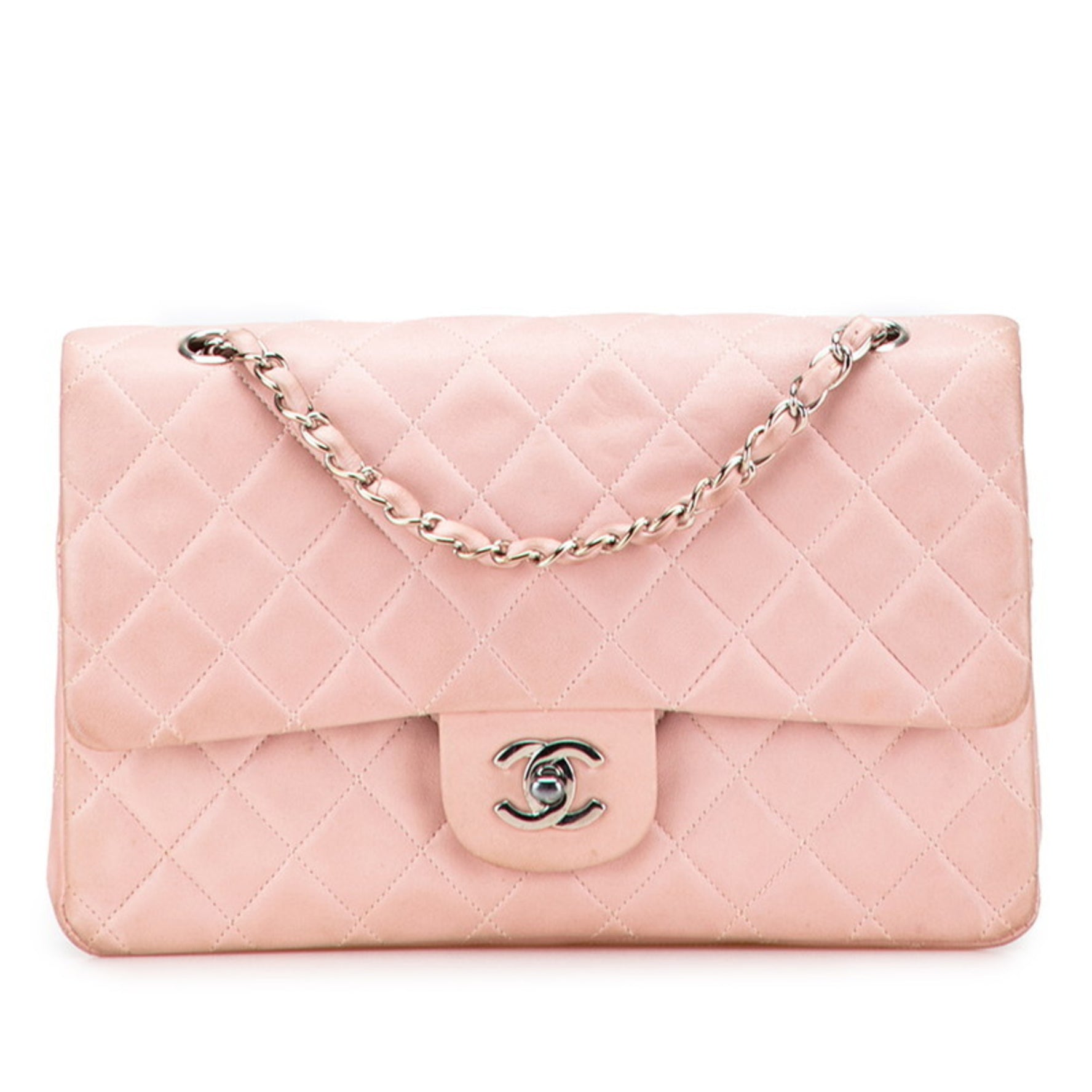 CHANEL Matelasse Double Flap Coco Mark Chain Shoulder Bag in Lambskin