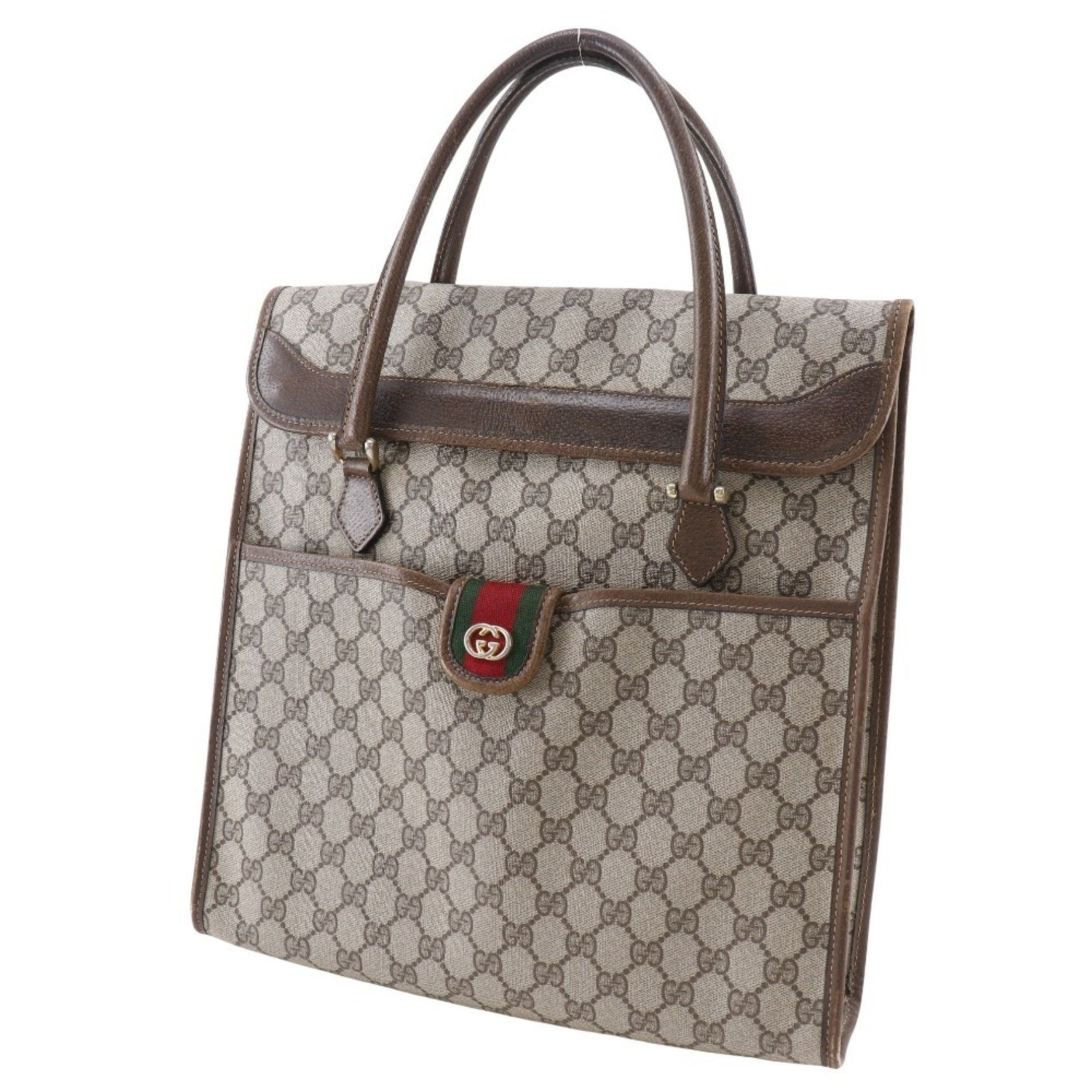 Gucci Old Handbag Sherry Line Interlocking GG 02.4139.58 PVC Snap Button Unisex