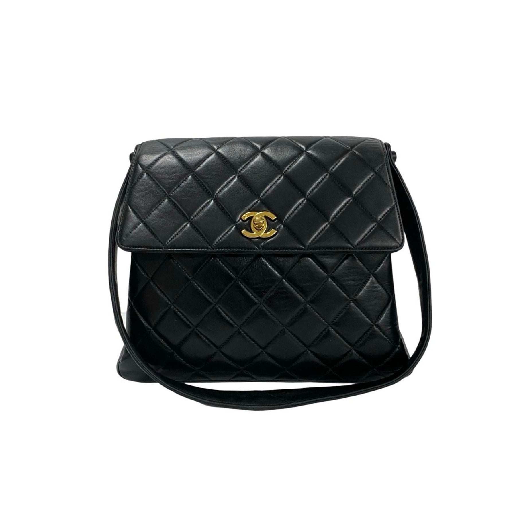 CHANEL Matelasse Coco Mark Lambskin Genuine Leather One-Shoulder Bag Tote