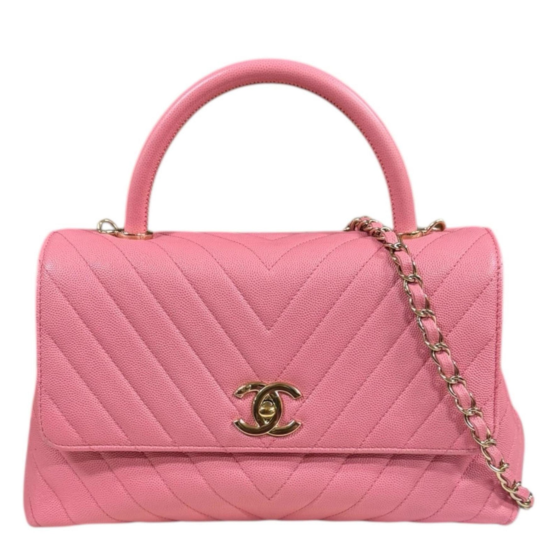 Chanel Coco Handle 29 V-Stitch Shoulder Bag in Caviar Leather