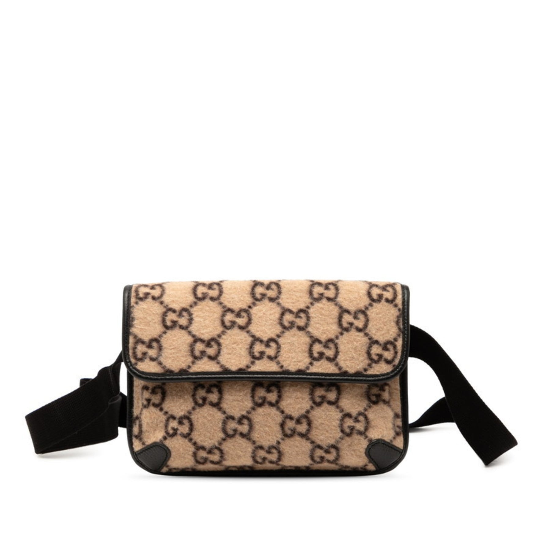 Gucci GG Wool Body Bag/Waist Bag Beige Black Leather