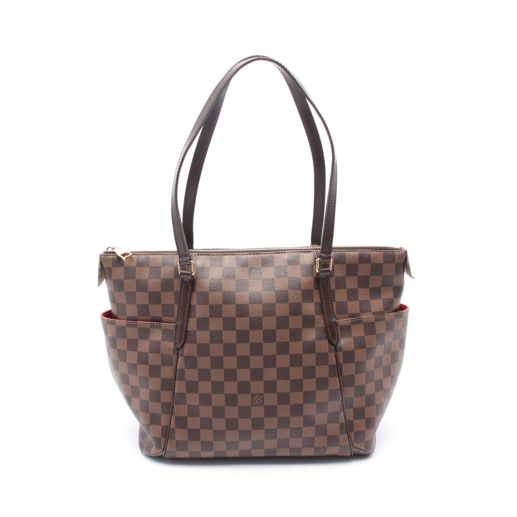 Louis Vuitton Totally MM Damier Ebene Tote Bag Coated Canvas Leather