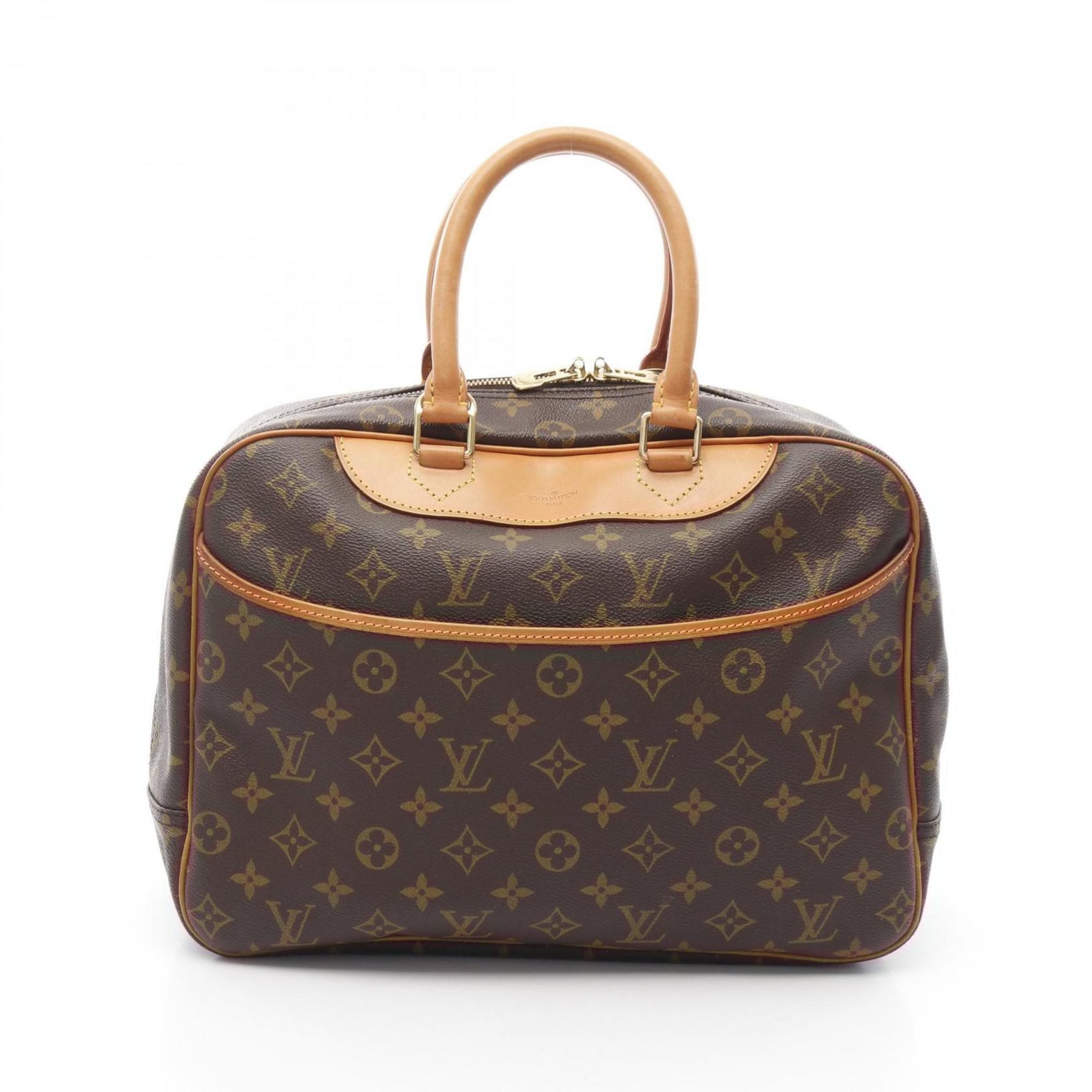 Louis Vuitton Deauville Bowling Vanity Handbag, Coated Canvas and Leather, Monogram, Brown