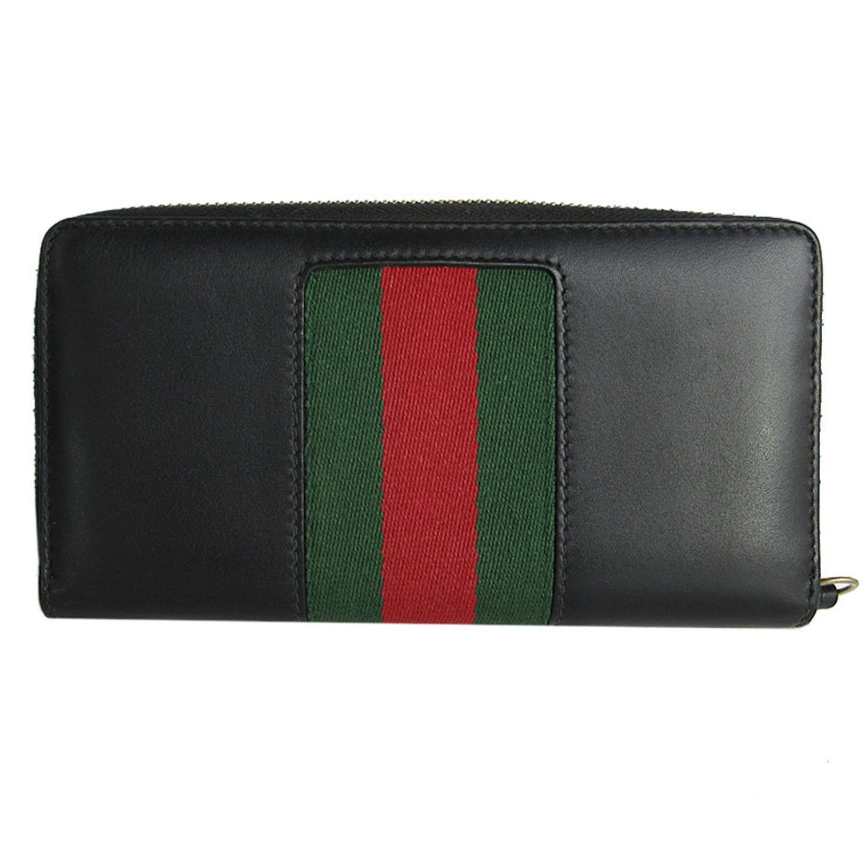 GUCCI Round Long Wallet Leather Metal Black Gold Women's s0017f