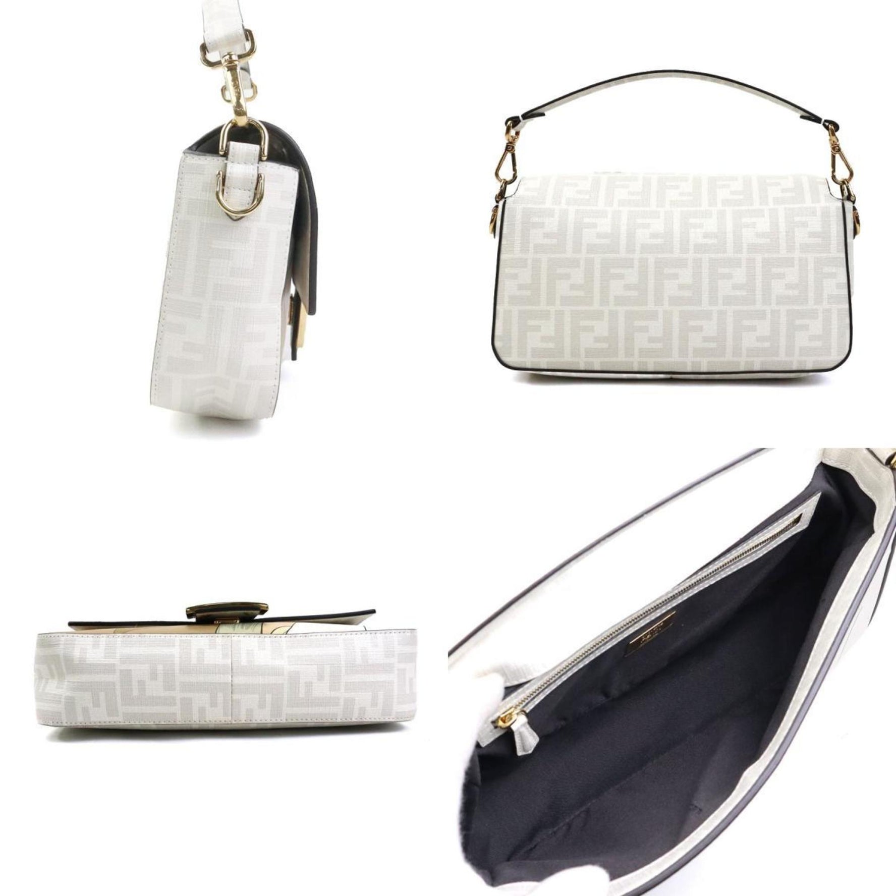 FENDI handbag shoulder bag baguette leather ivory multicolor gold ladies 8BR600-AJH1 e60074a