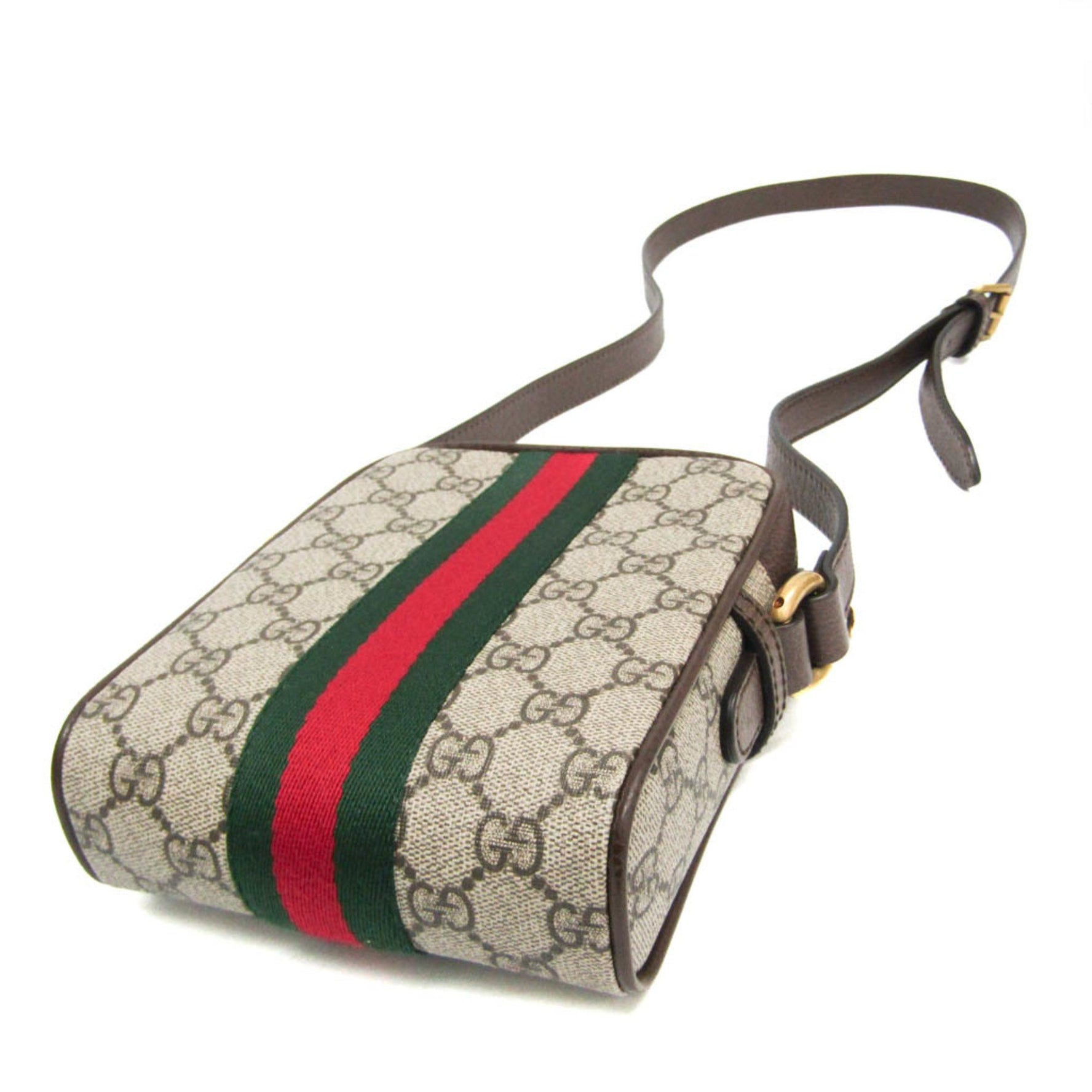 Gucci Ophidia GG Small Men,Women Leather,PVC Shoulder Bag Beige,Brown
