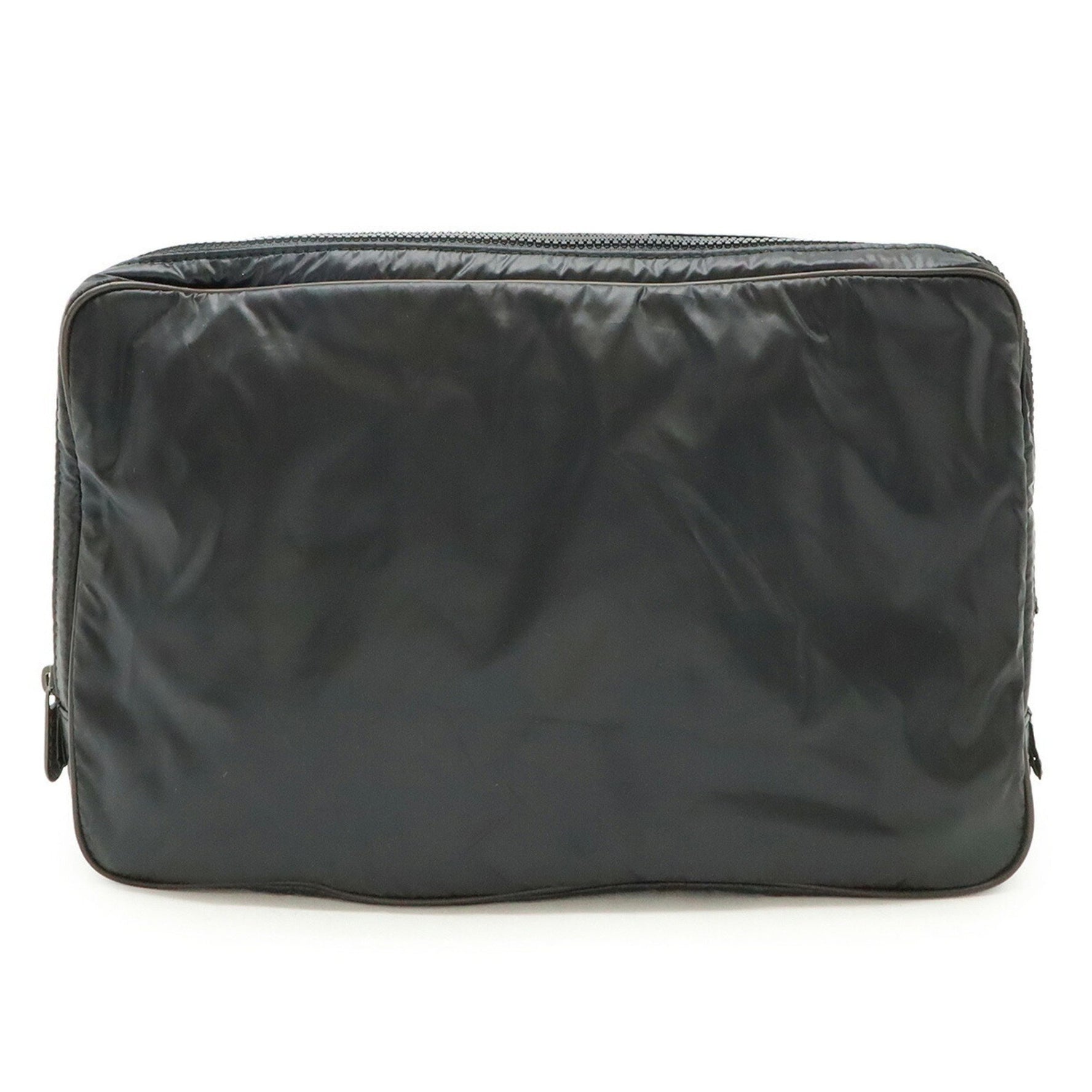 BOTTEGA VENETA Bottega Veneta Second bag Clutch Travel pouch Nylon Leather Black Dark brown