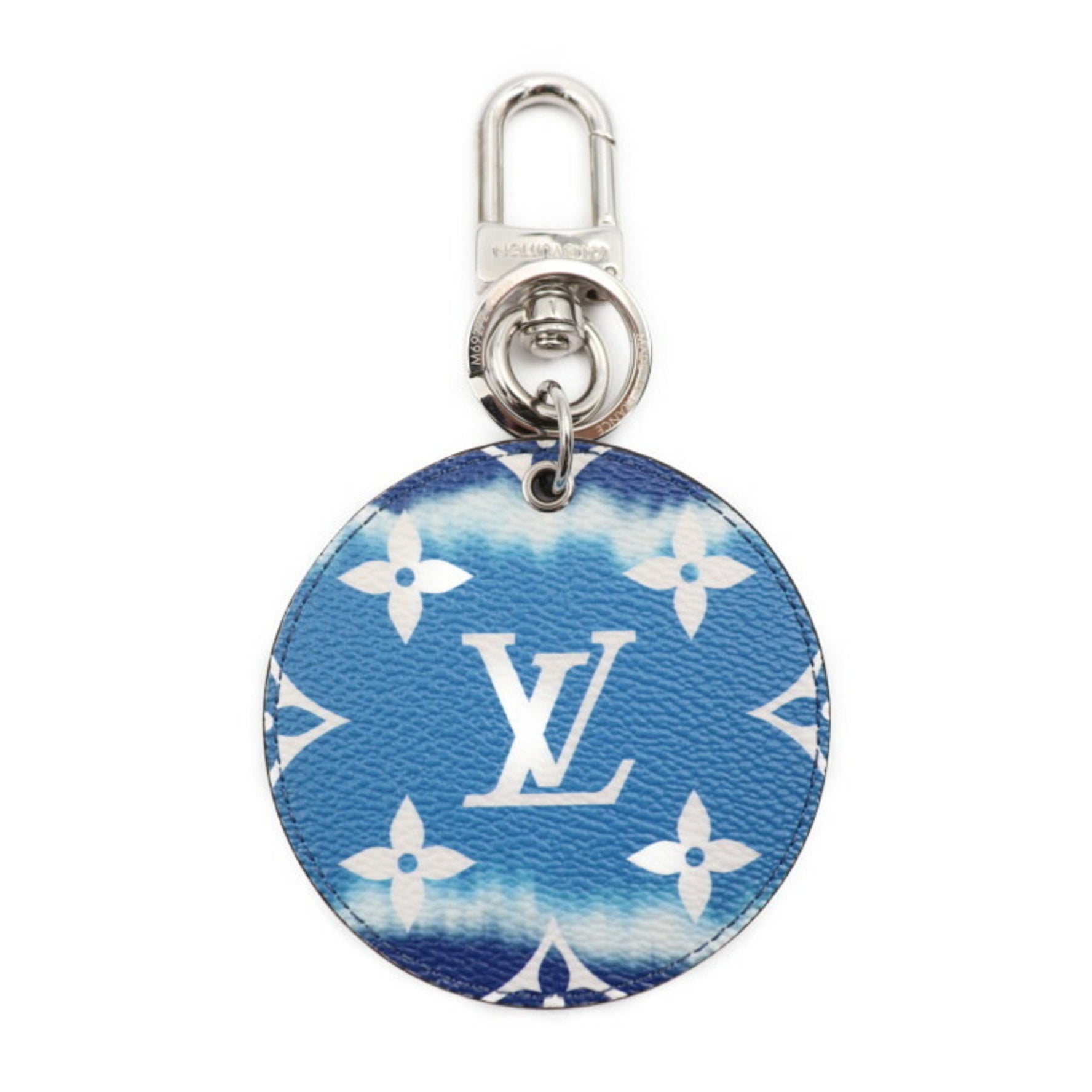 Louis Vuitton Portocre Illustre Keychain Leather Blue White Silver Metal Fittings Key Ring Bag Charm