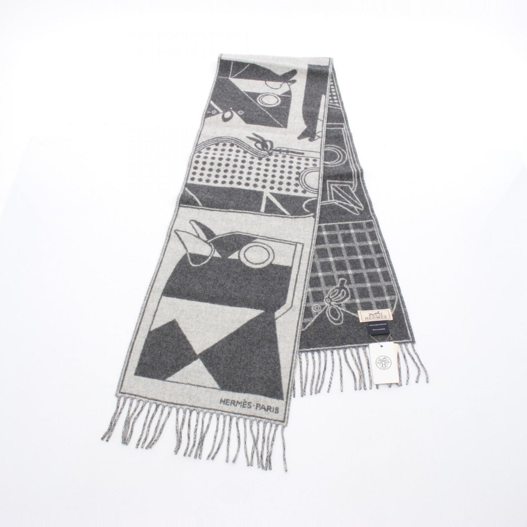 Hermes Camayeu scarf clothing cashmere men women grey