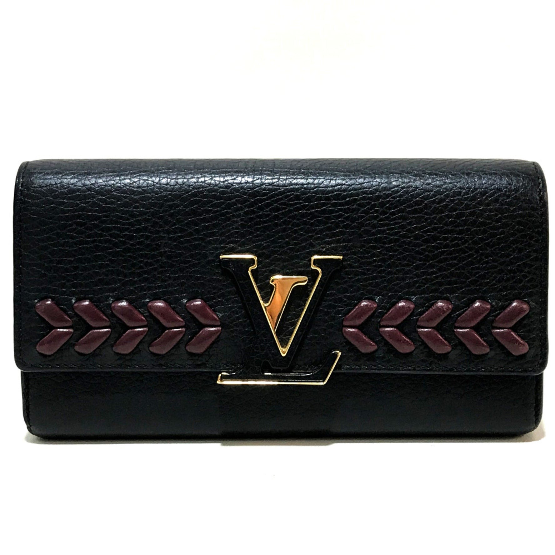 Louis Vuitton Taurillon Clemence Long Wallet Folded wallet Noir