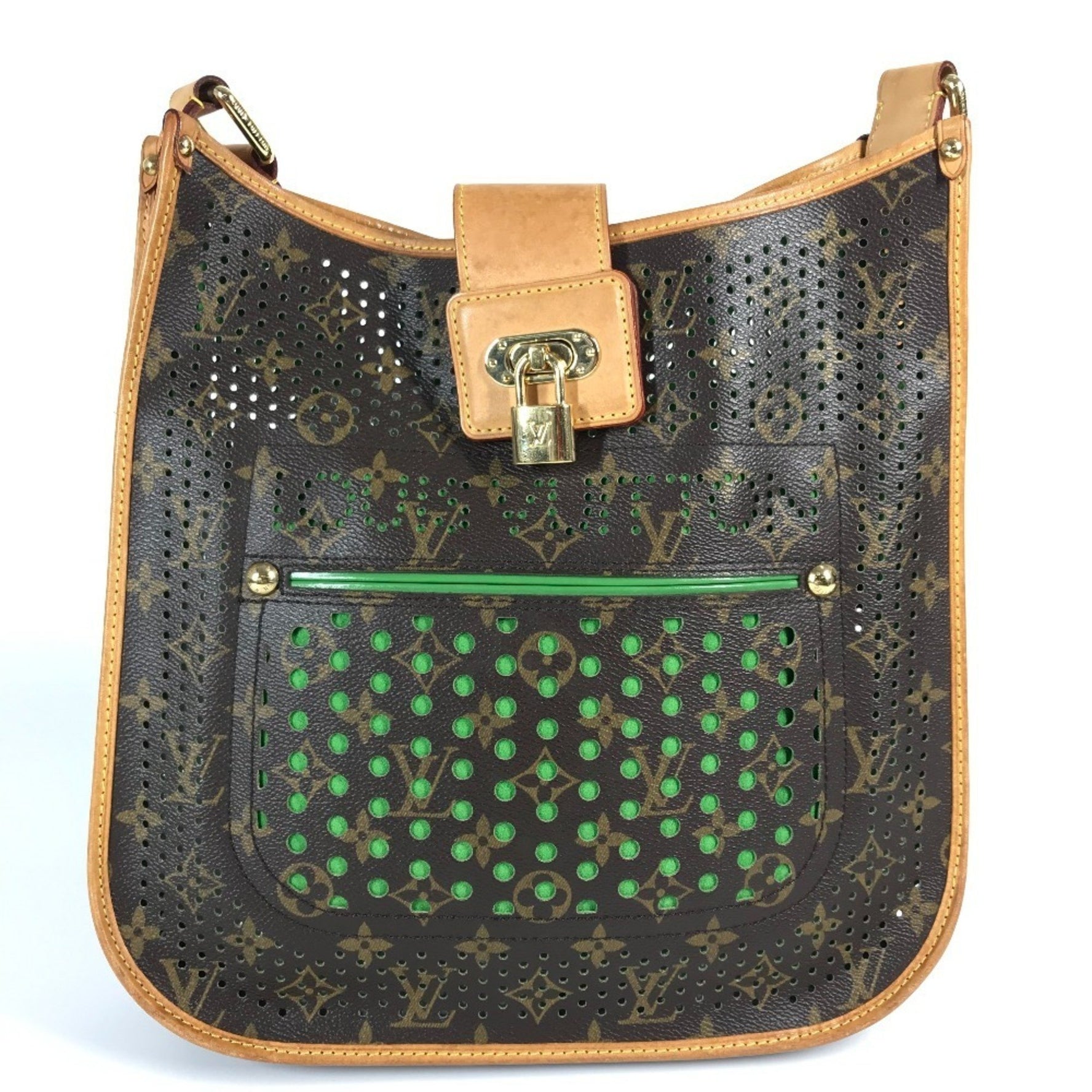 LOUIS VUITTON Monogram Perforated Musette Shoulder Bag in Canvas, Unisex, Green