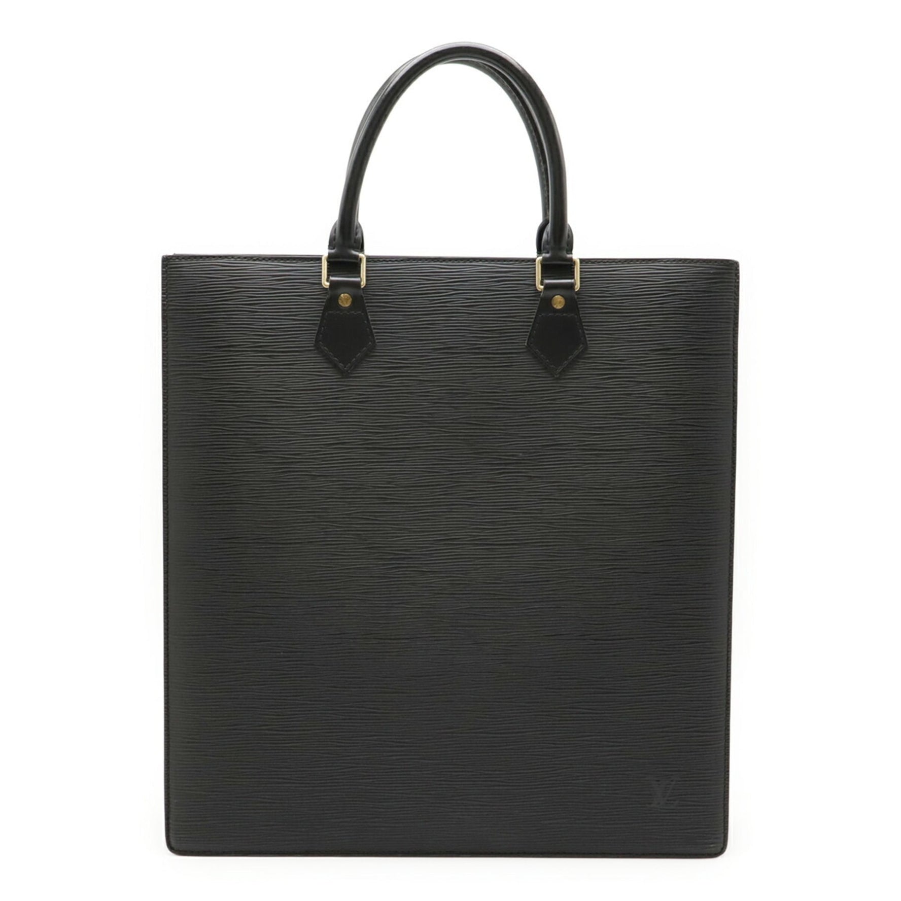 LOUIS VUITTON Epi Sac Plat Tote Bag, Square, Noir, Black