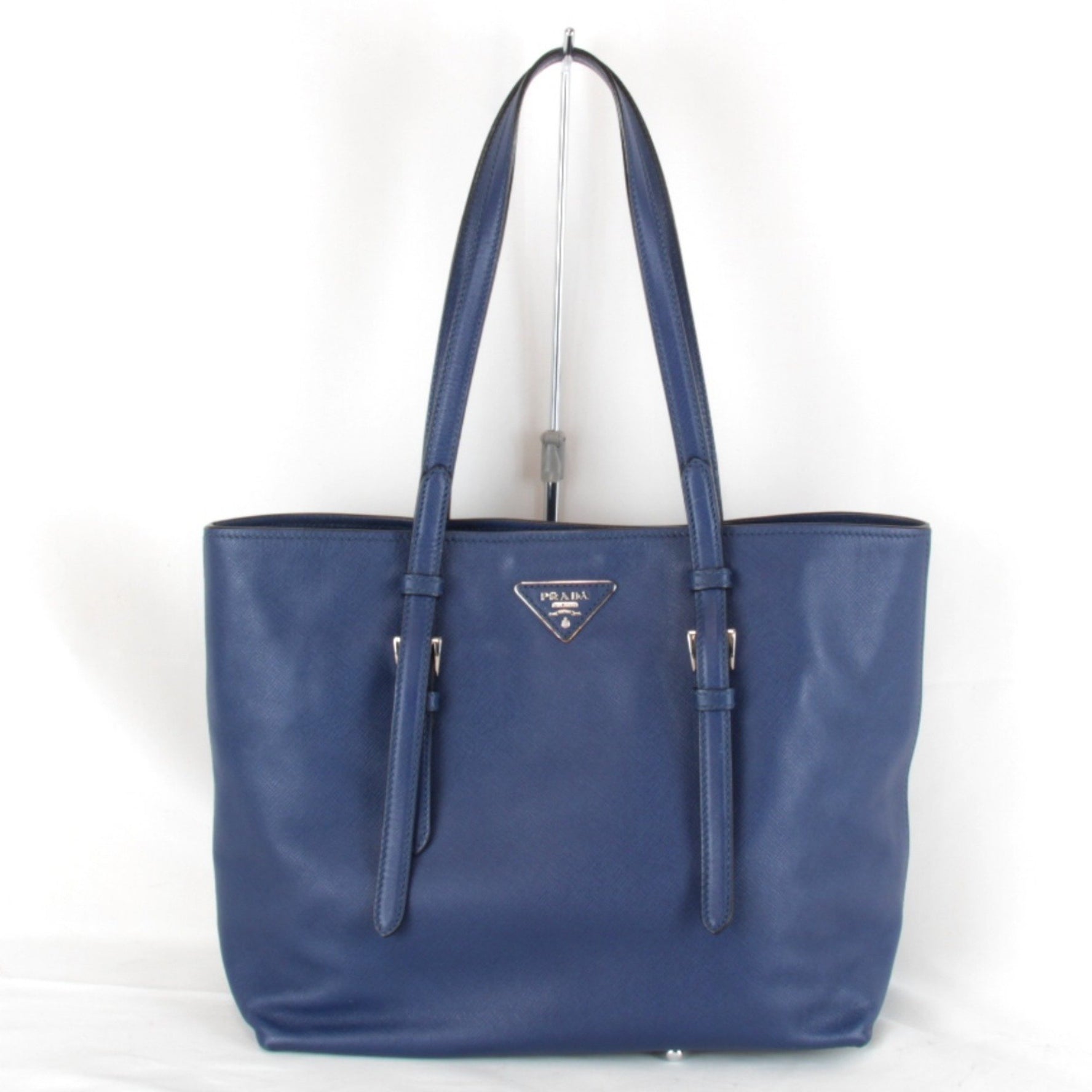 PRADA Saffiano Triangle Shoulder Tote Bag in Leather