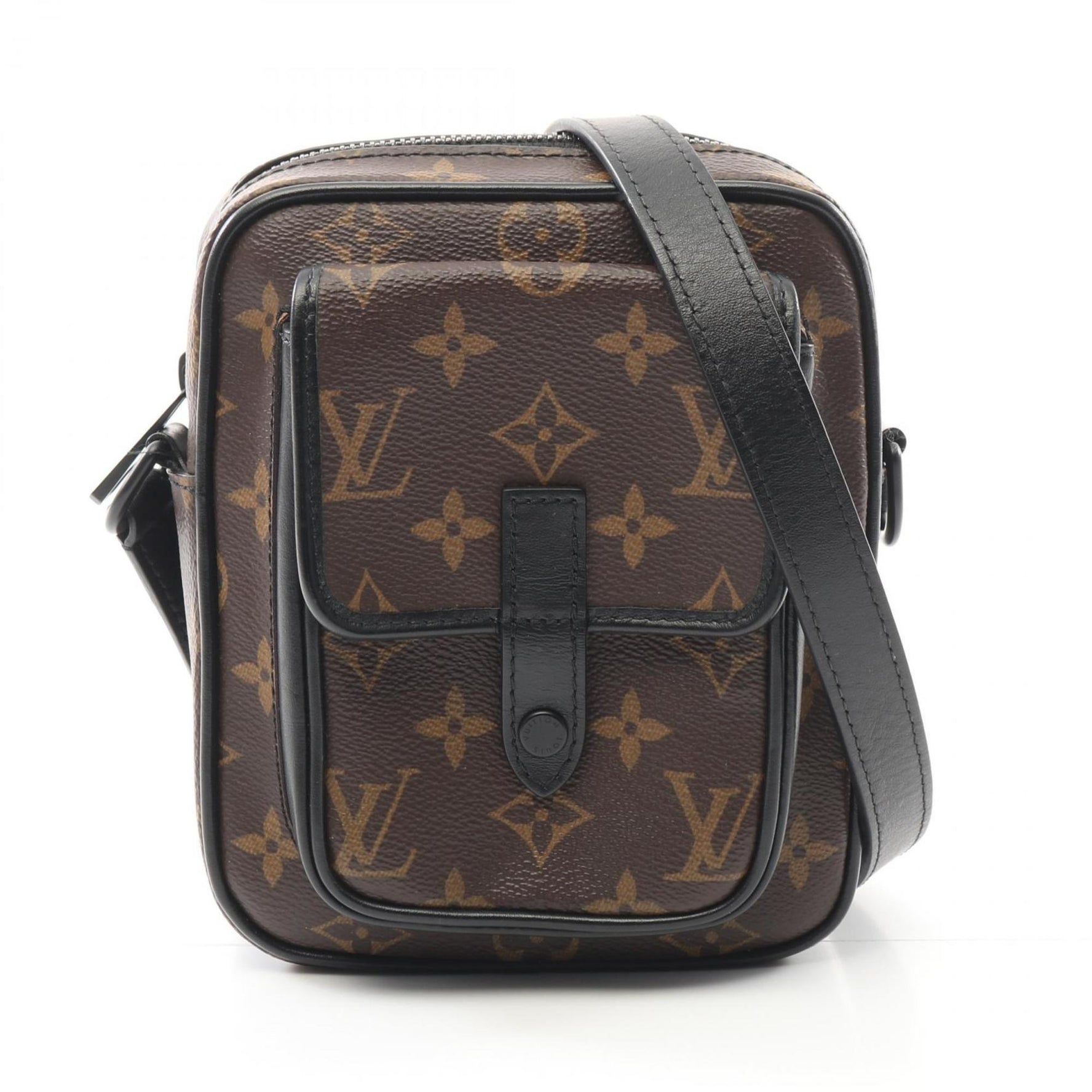 Louis Vuitton Christopher Wearable Wallet Monogram Macassar Shoulder Bag Coated Canvas Leather Men's Brown Black