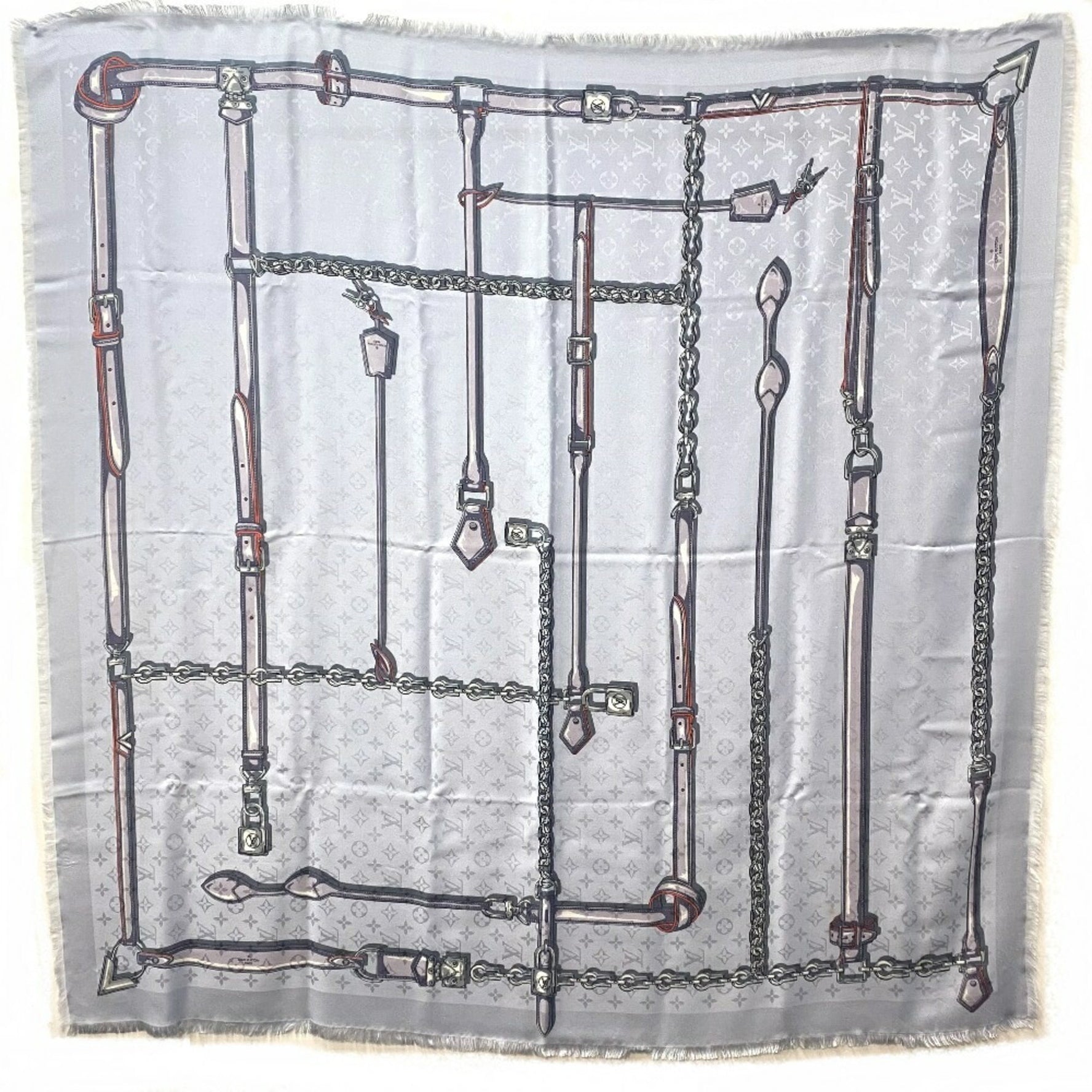 Louis Vuitton Monogram Confidential Accessory with tag Stole Blue Light