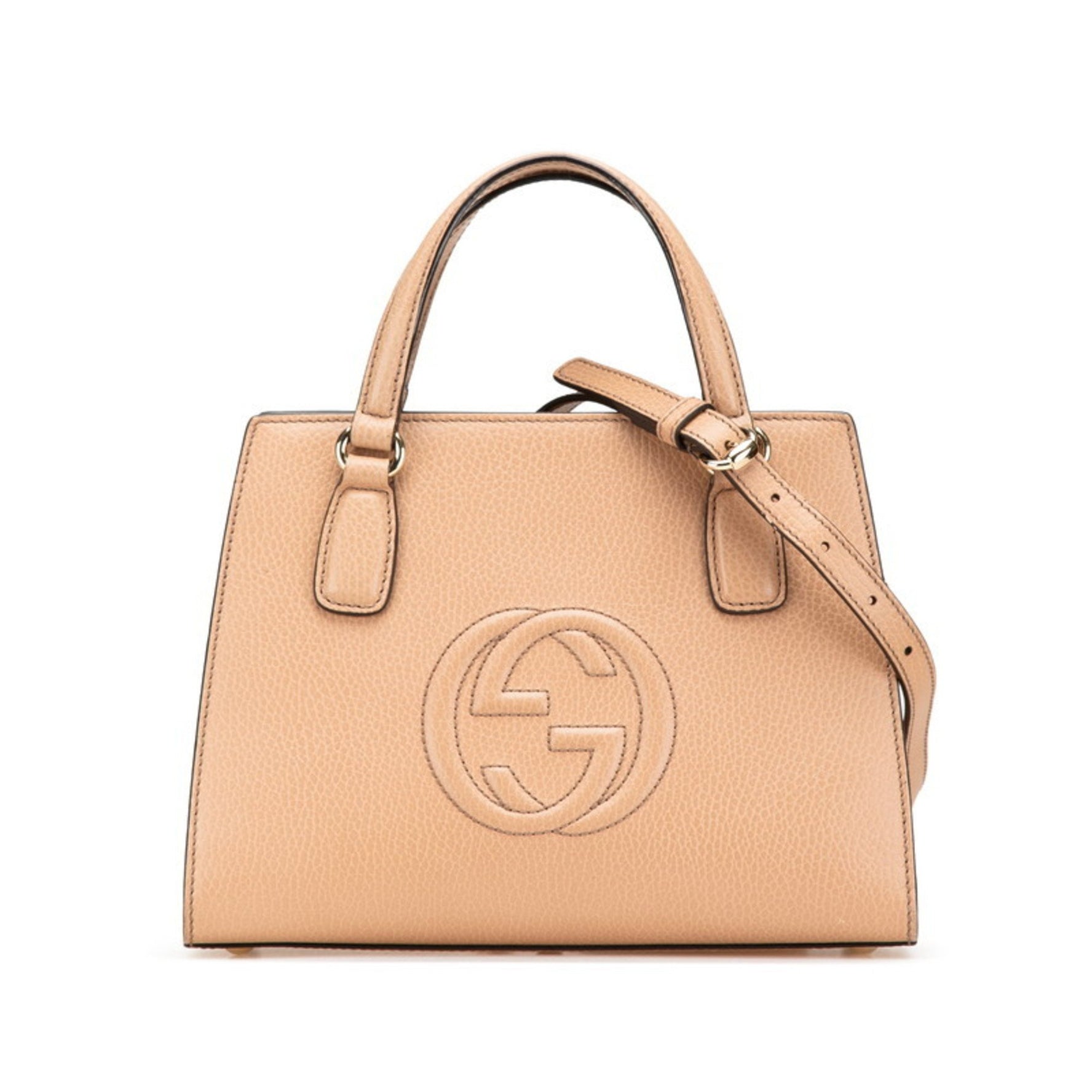 Gucci Interlocking G Soho Handbag/Shoulder Bag 2WAY Beige Leather Women's GUCCI
