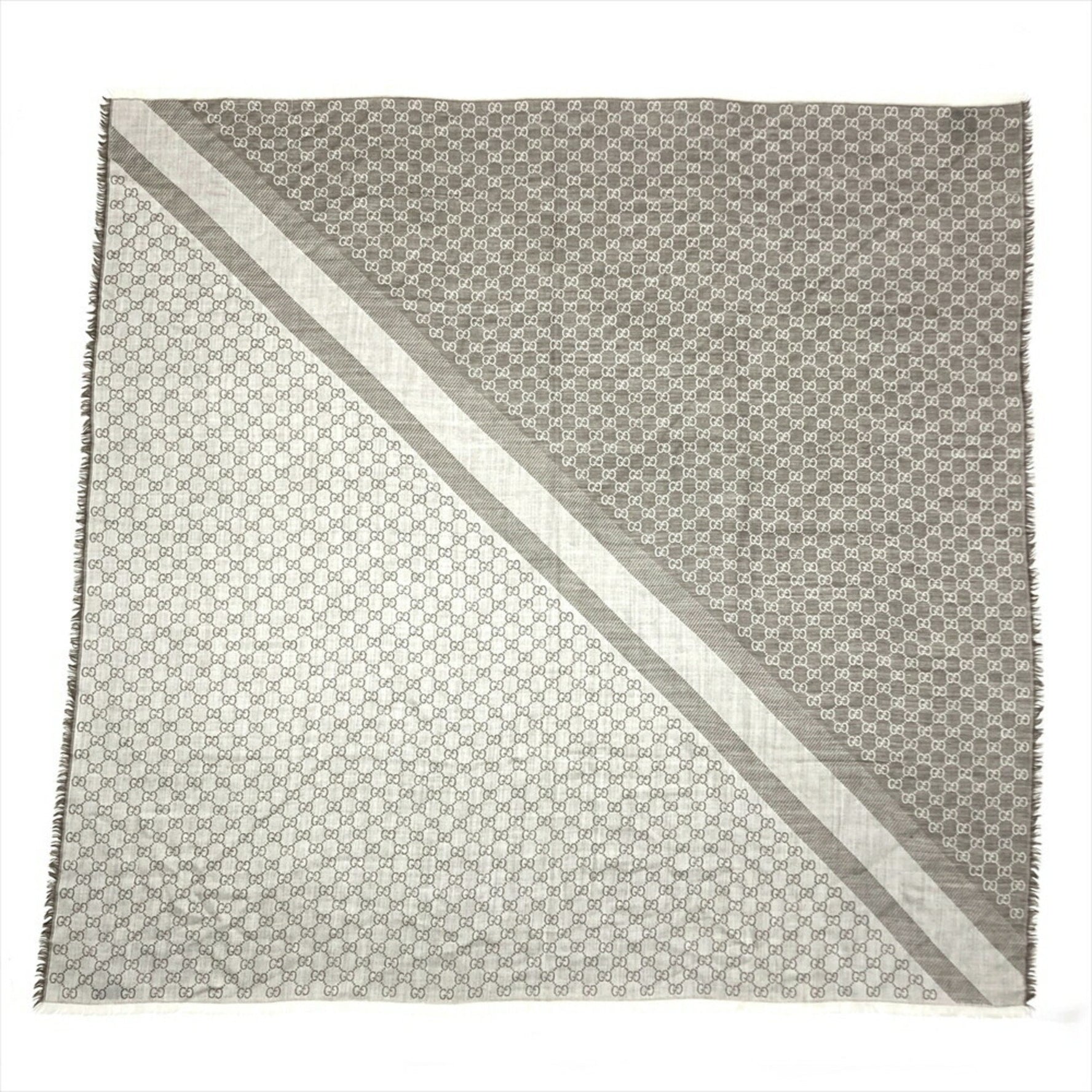 Gucci GG pattern large scarf muffler wool silk brown 140 x cm shawl stole