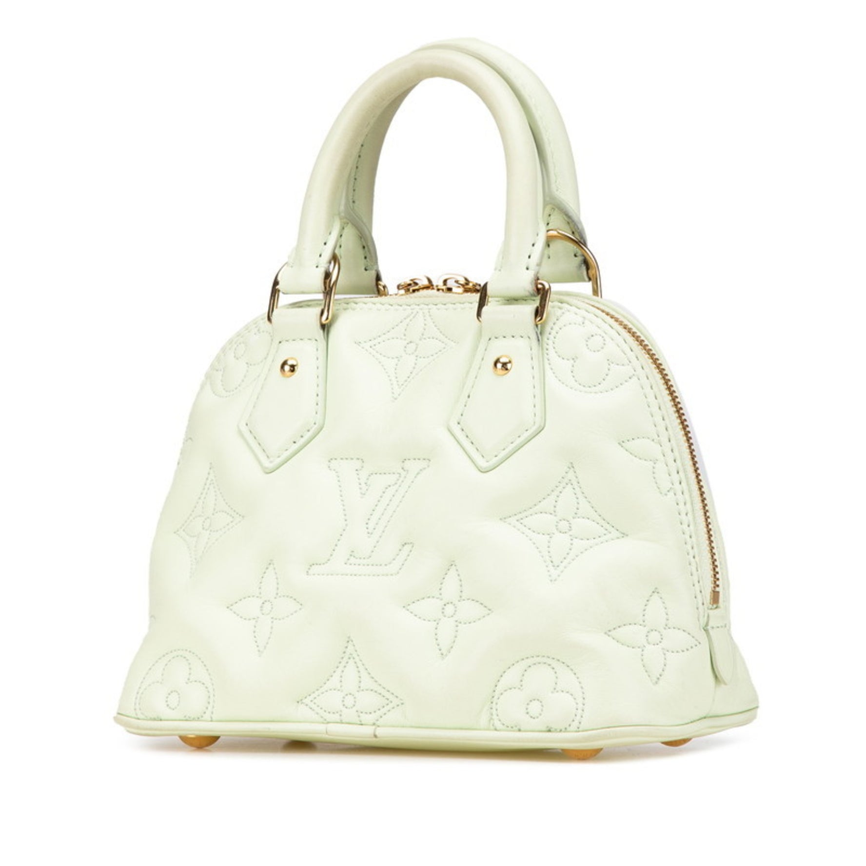 Louis Vuitton Monogram Mahina Alma Soft BB Handbag Shoulder Bag Light Green Leather