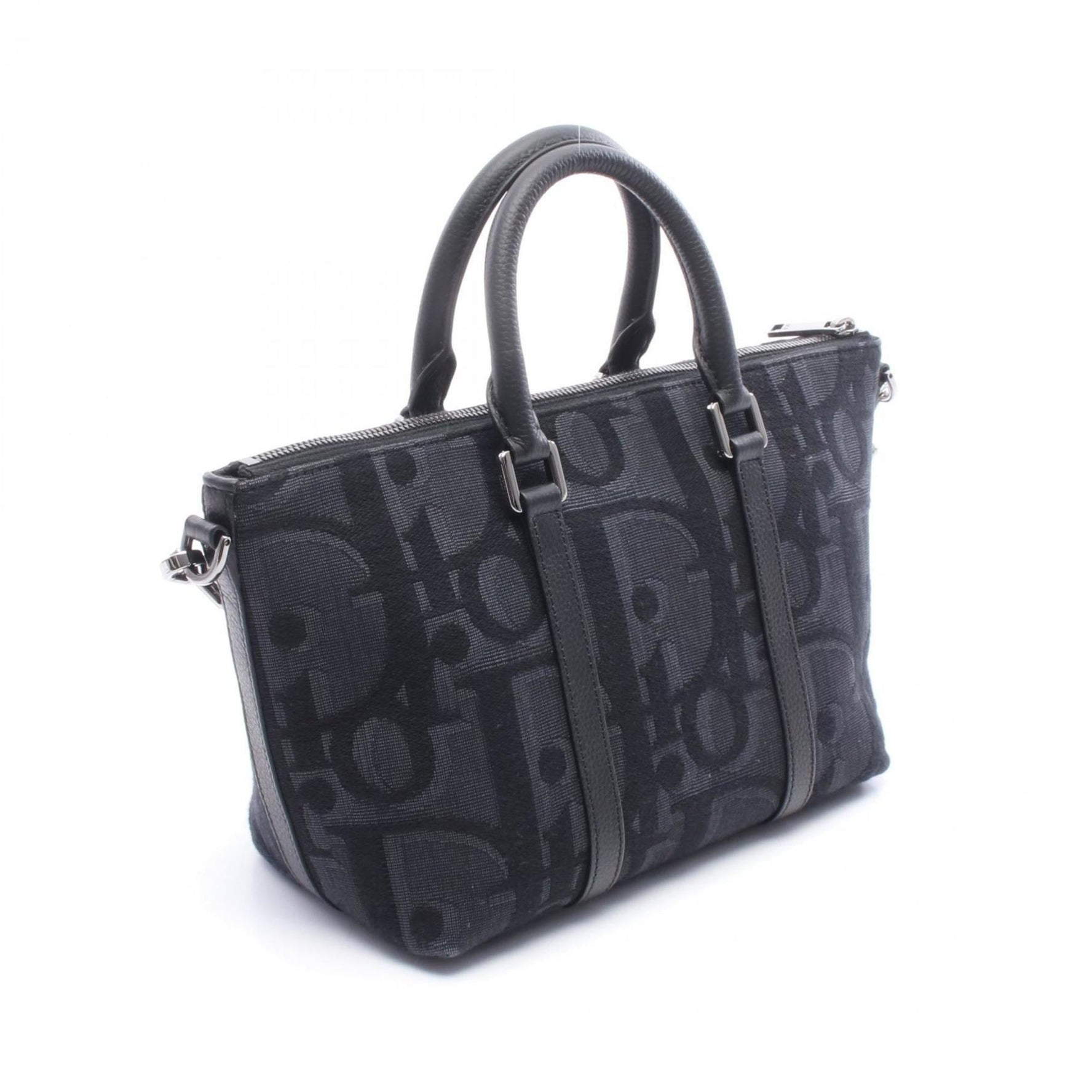 Christian Dior Dior Weekender 25 Maxi-O-Blique Handbag, Canvas and Leather, Navy Black