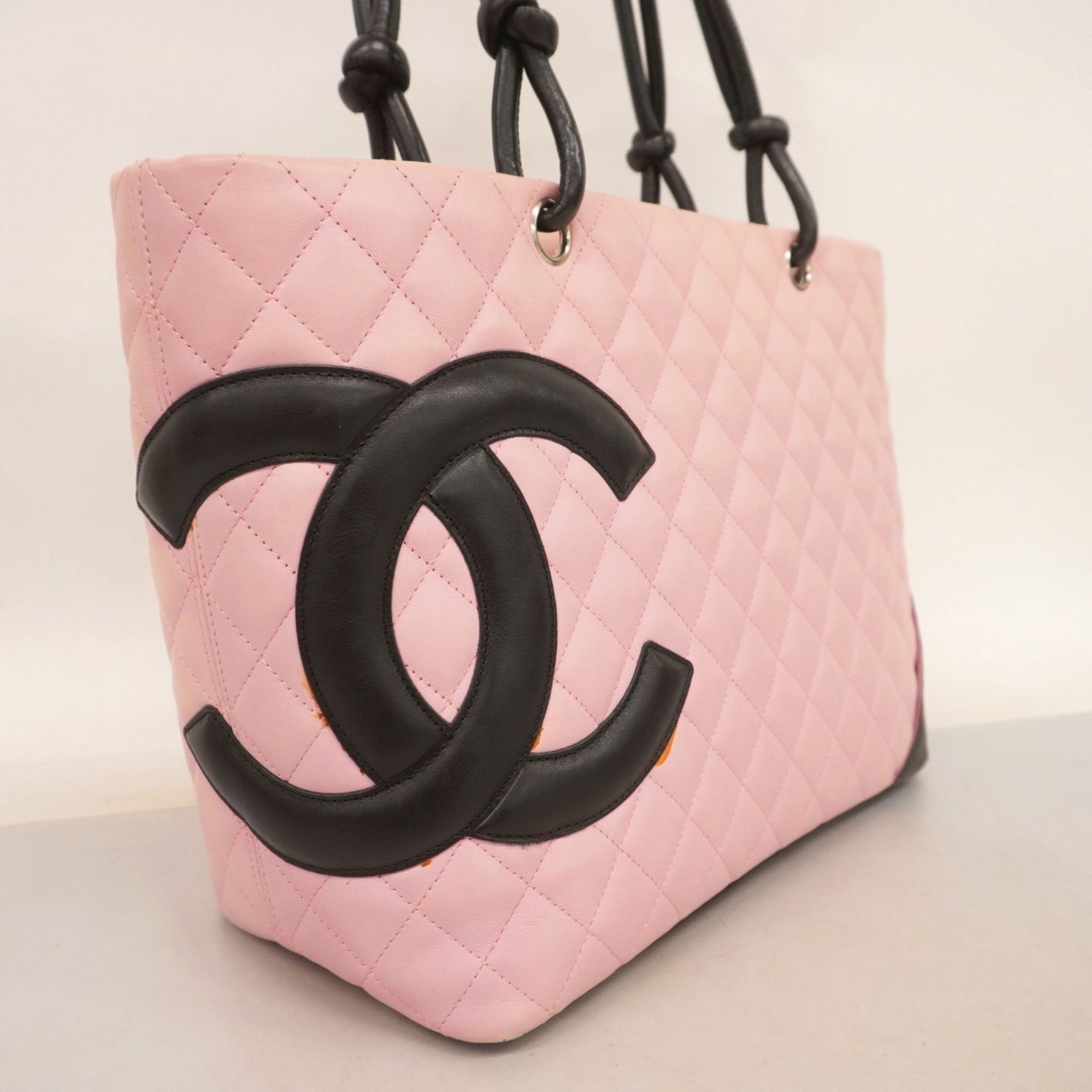 Chanel Cambon Tote Bag, Lambskin, Pink, Black