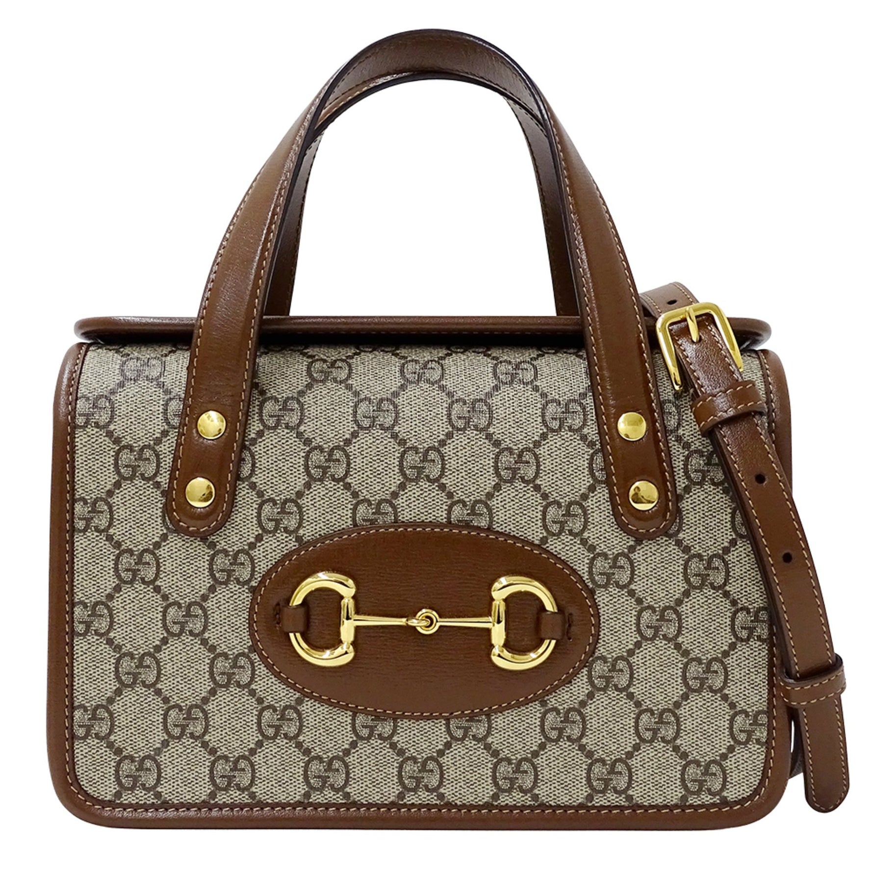 Gucci 1955 GG Supreme Horsebit Bag, Beige/Brown, Handbag/Shoulder Crossbody