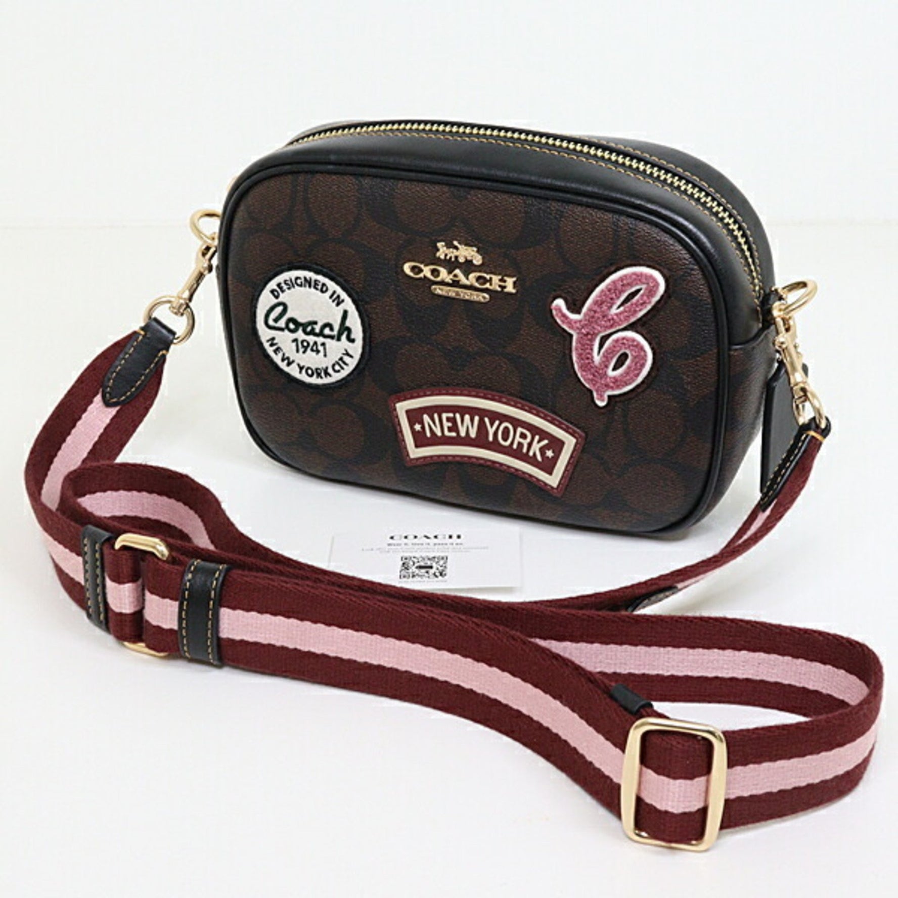 Coach Mini Jamie Camera Bag Signature Canvas Patch Outlet Unused