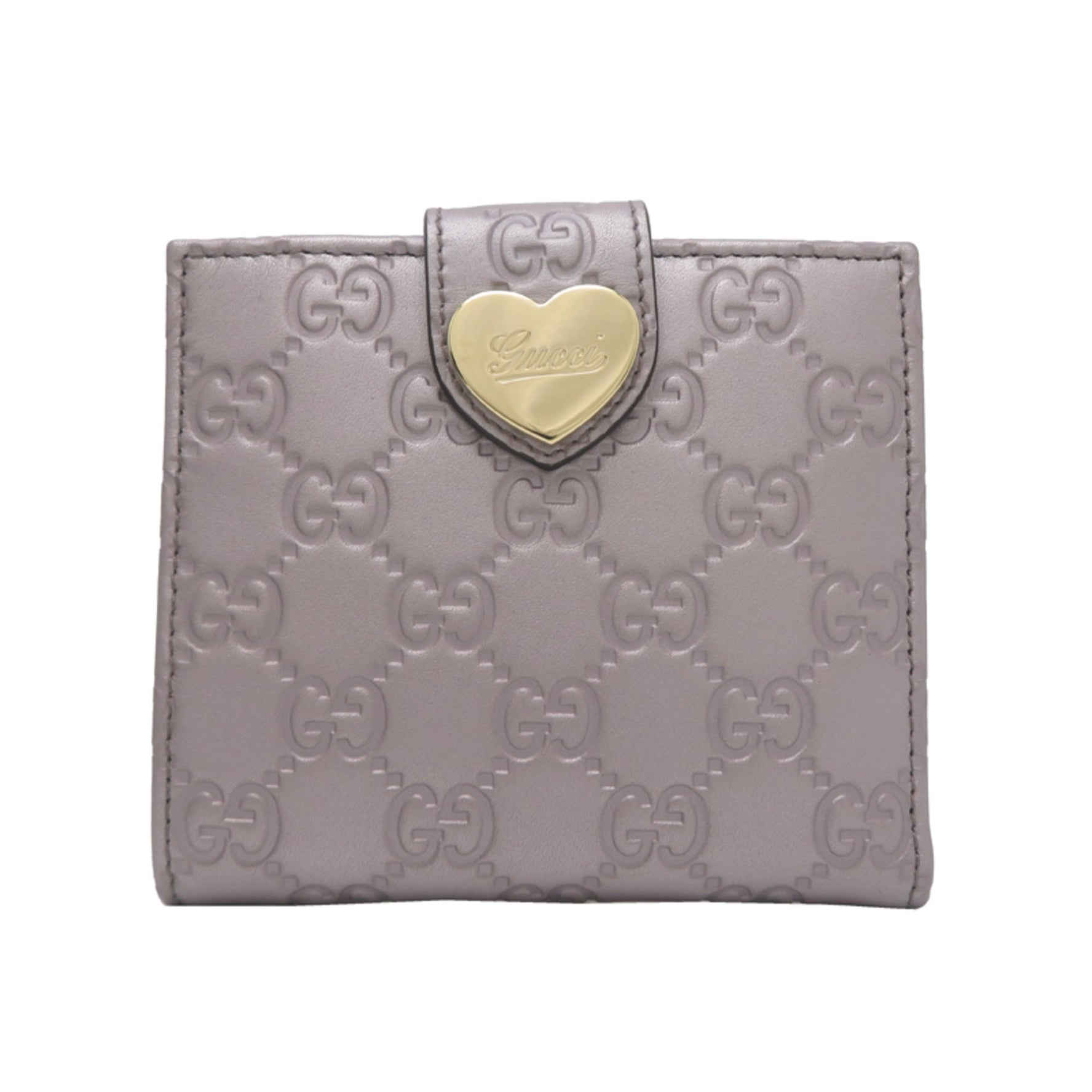 Gucci GG Pattern Tri-fold Wallet Bi-fold Leather Metallic Pink