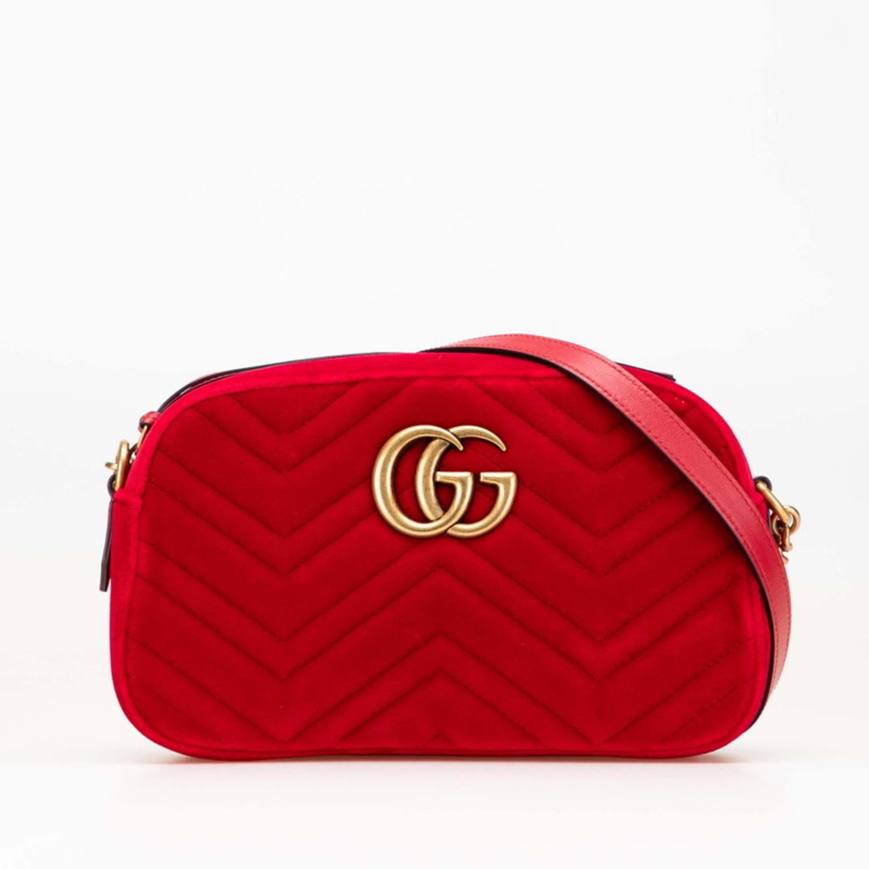 Gucci GG Marmont Leather Shoulder Bag Red Color