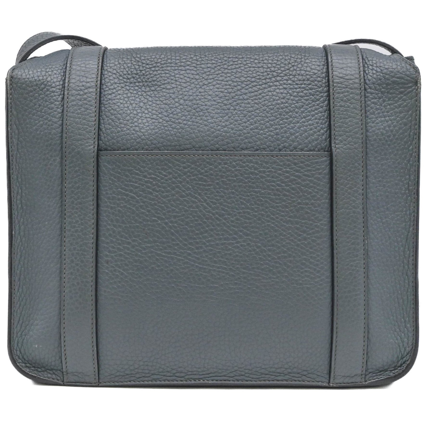 HERMES Steve Caporal 27 Shoulder Bag Taurillon Bicolor Blue Orange Craft Brown #□Q