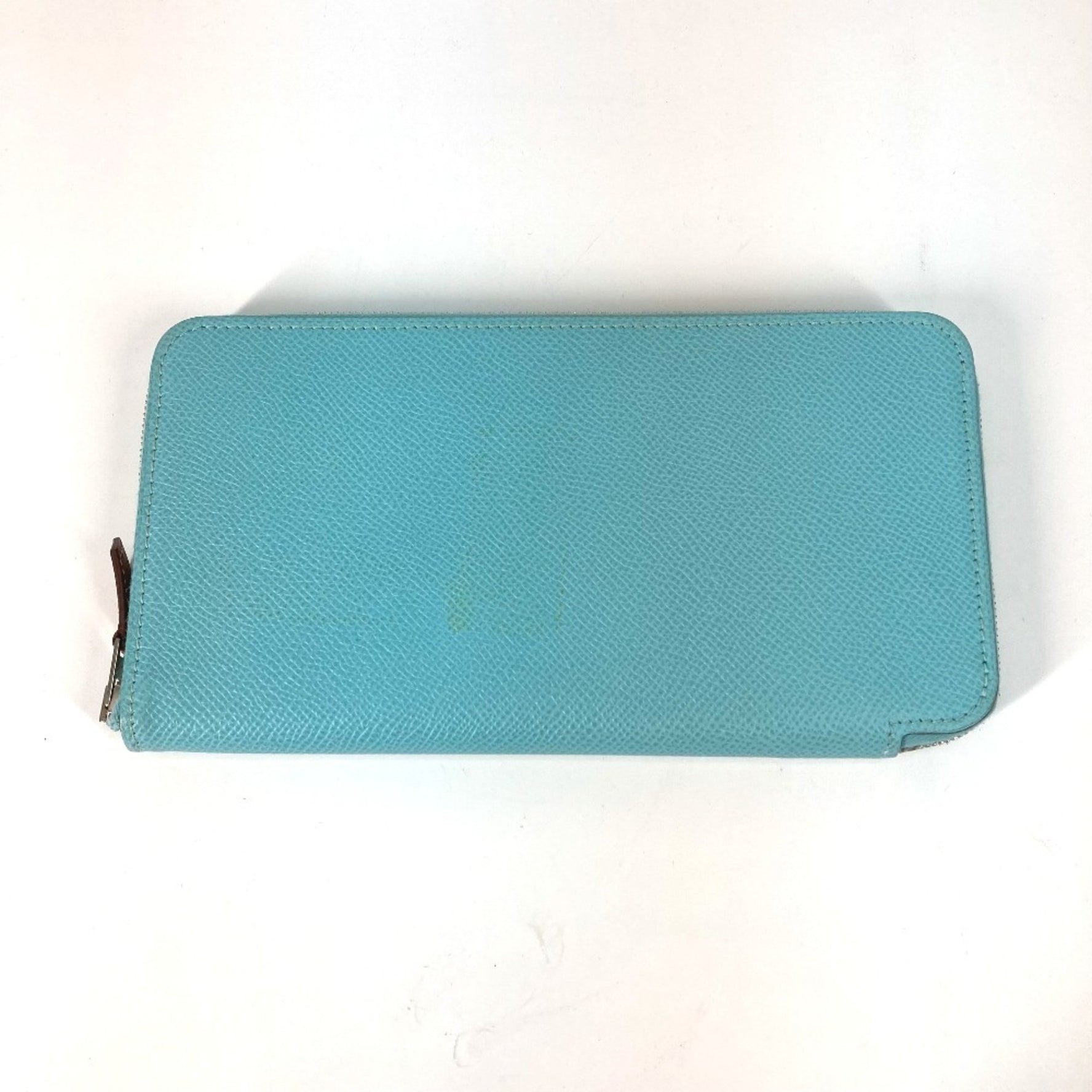 HERMES Azap Long Silk-in Round Zipper Wallet, Epson, Blue Atoll