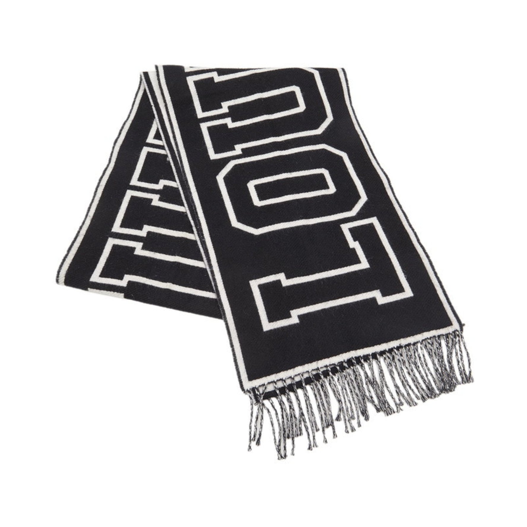 Louis Vuitton Echarpe City Loui Scarf M71317 Black White Wool Cashmere Men's LOUIS VUITTON