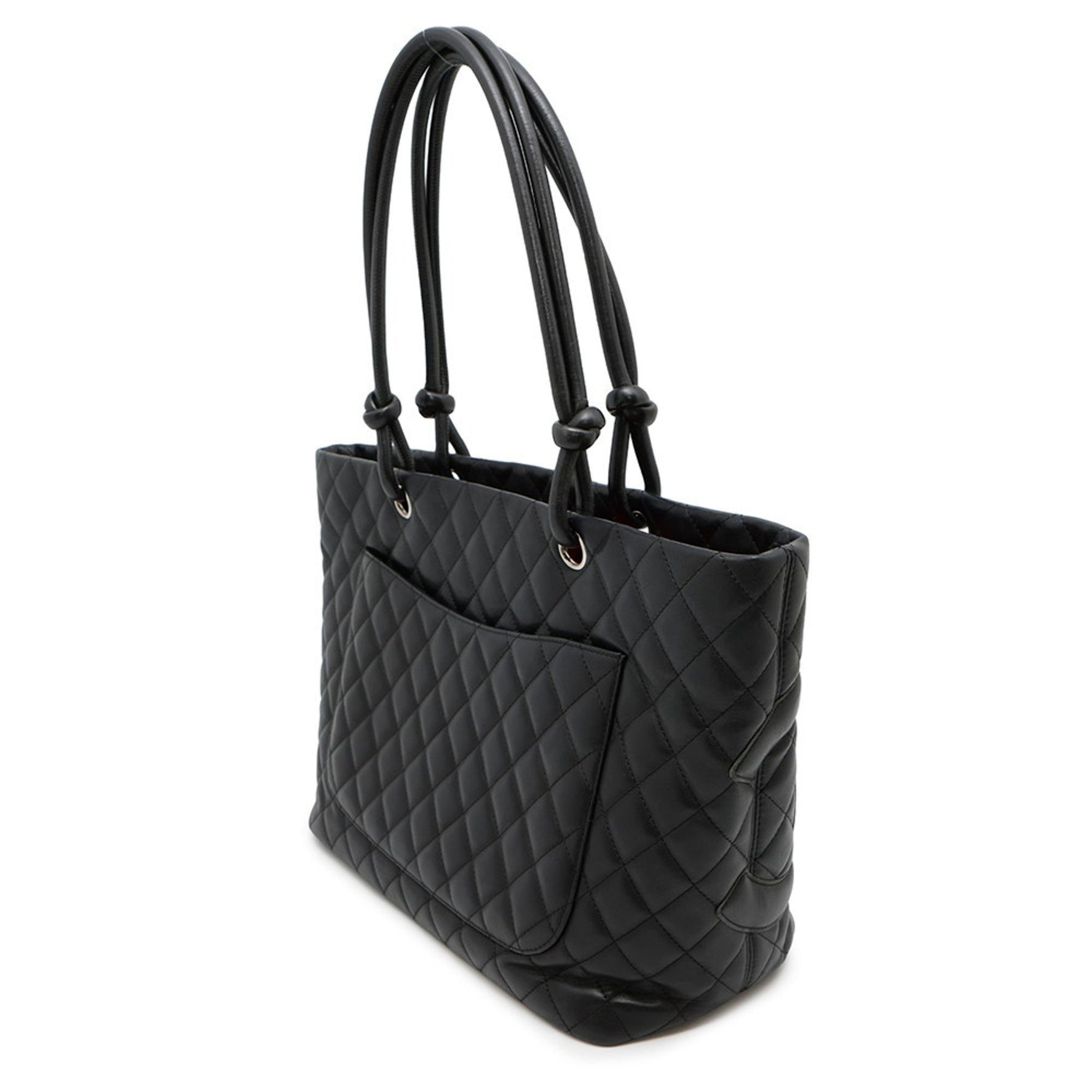 CHANEL Cambon Line Large Tote Bag with Coco Mark Leather, A25169, Black