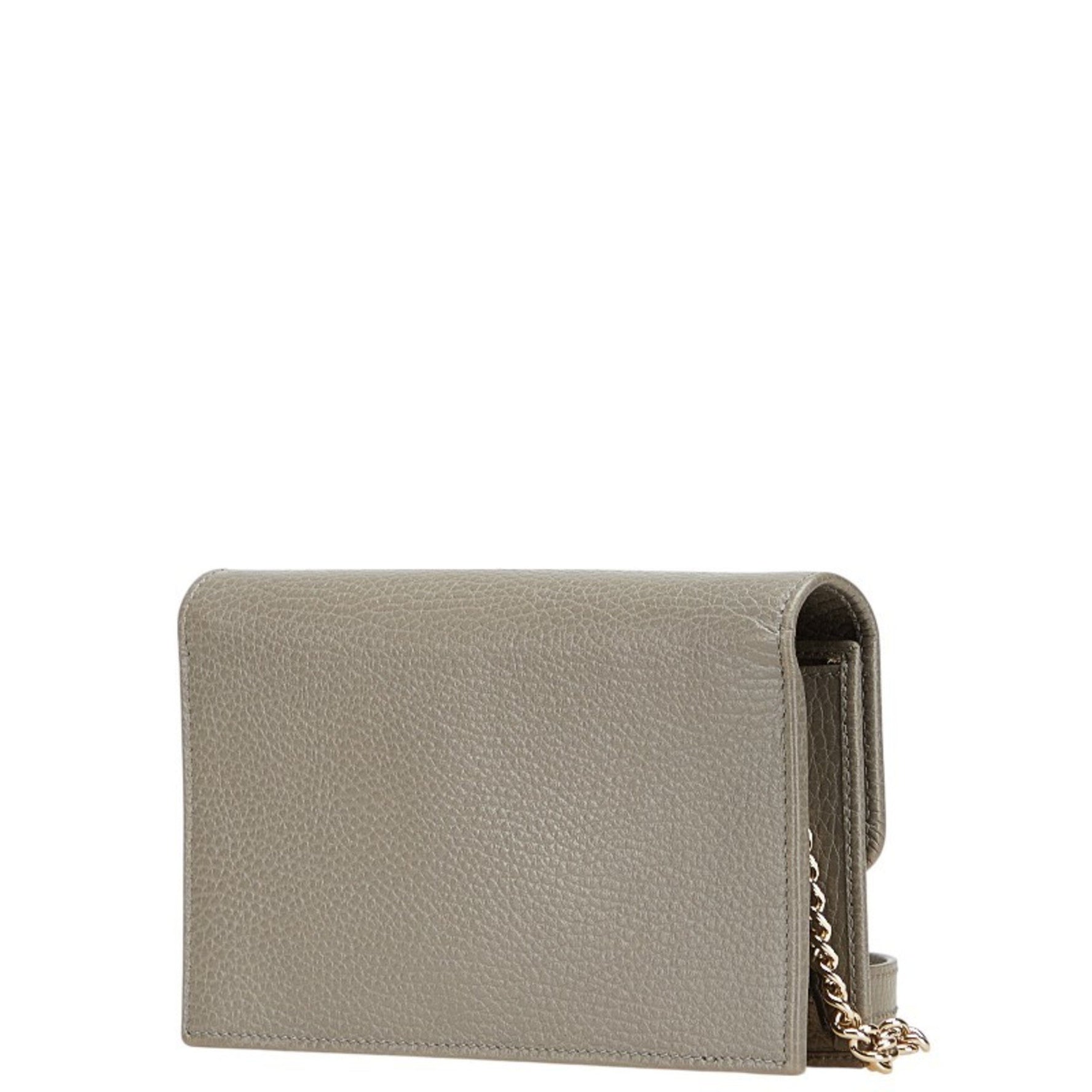 Gucci Interlocking G Chain Wallet Shoulder Bag and Gold Leather