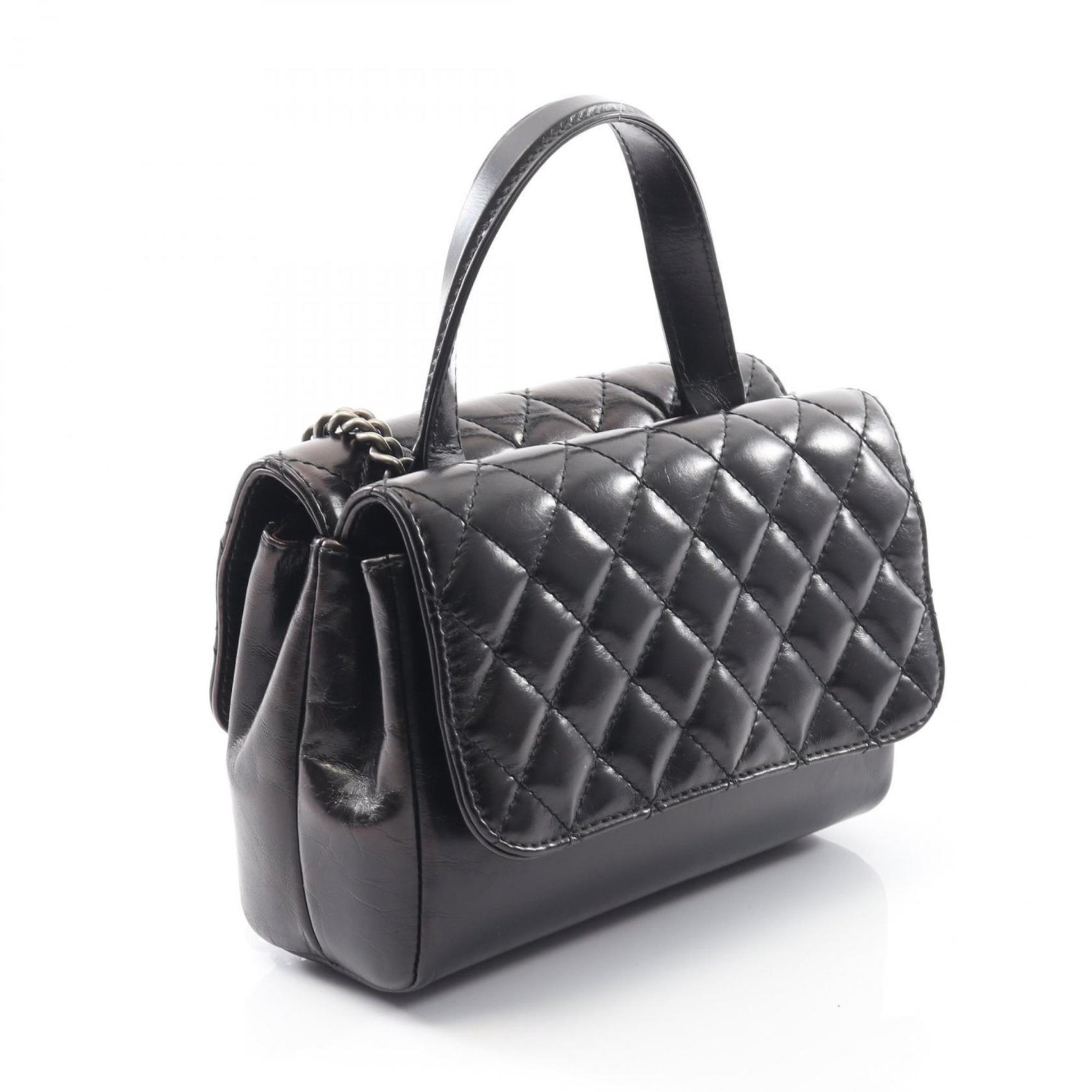 CHANEL Matelasse Top Handle Shoulder Bag, Leather
