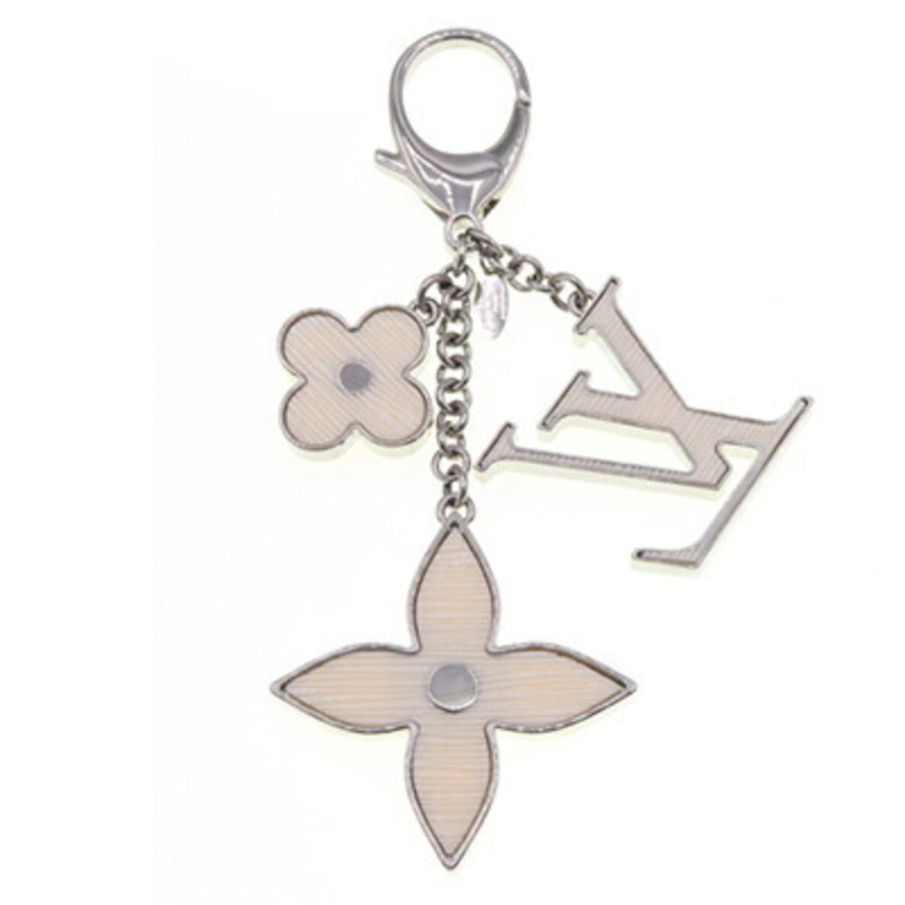Louis Vuitton Bag Charm, Bijoux Sac Fleur Duepi Ivory Key Ring, Keychain, White