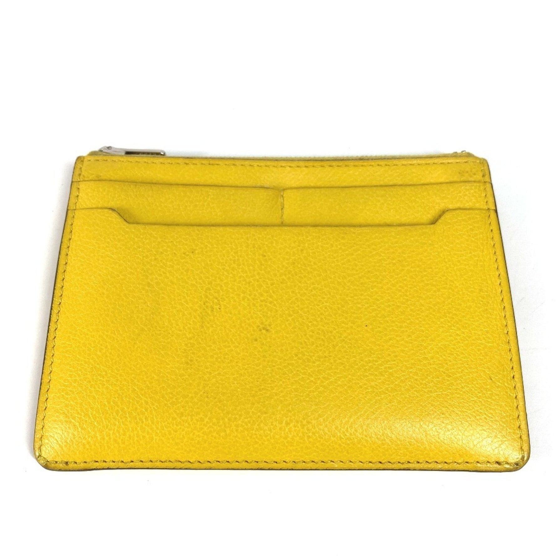 HERMES Card Holder Business Case Zip City Wallet Coin Purse Fragment Evercolor Jaune Naples