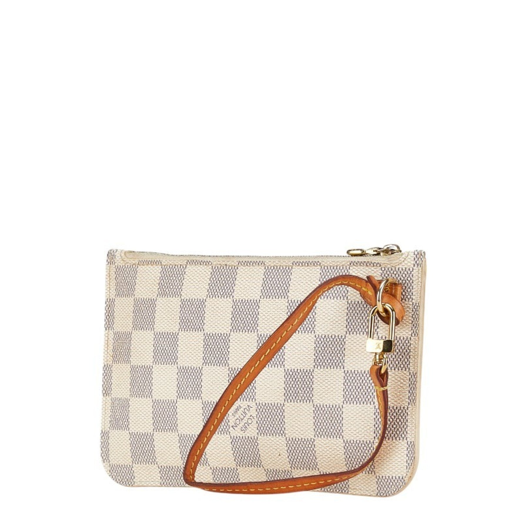 Louis Vuitton Damier Azur Neverfull PM Accessory Pouch White PVC Leather