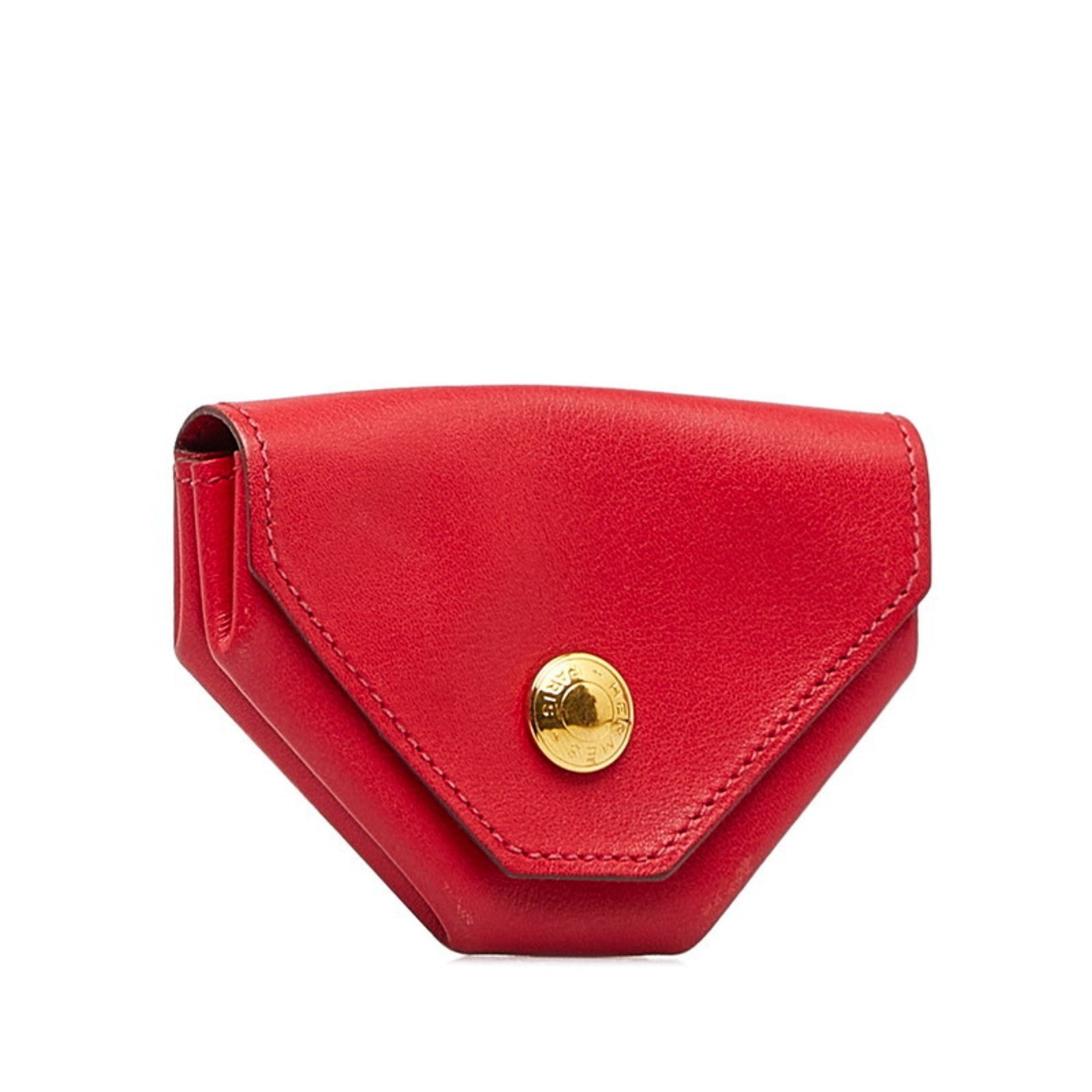 Hermes Levan Quatre Coin Case Red Leather Women's HERMES