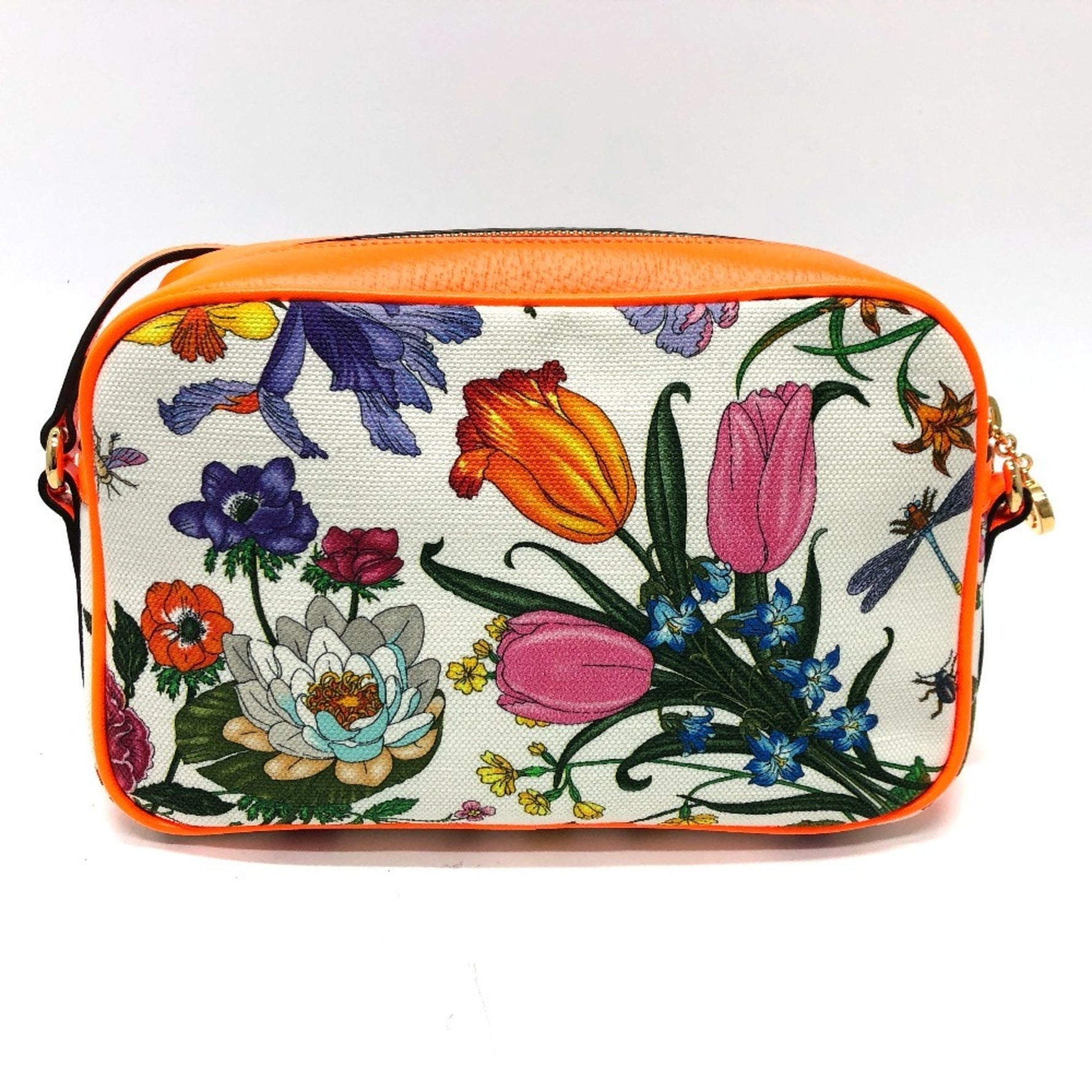 GUCCI Flora Shoulder Bag Canvas Leather Multicolor